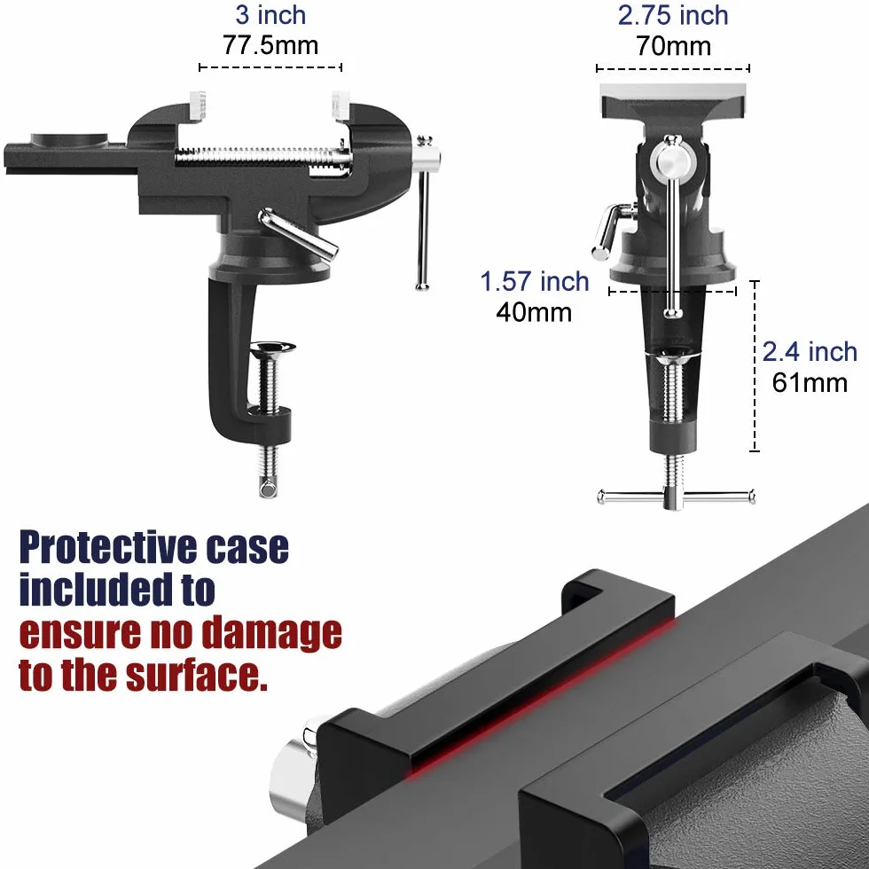 Nuovoware Morsa da Banco Falegname 70mm 360° Girevole Morsetto in Acciaio Nero
