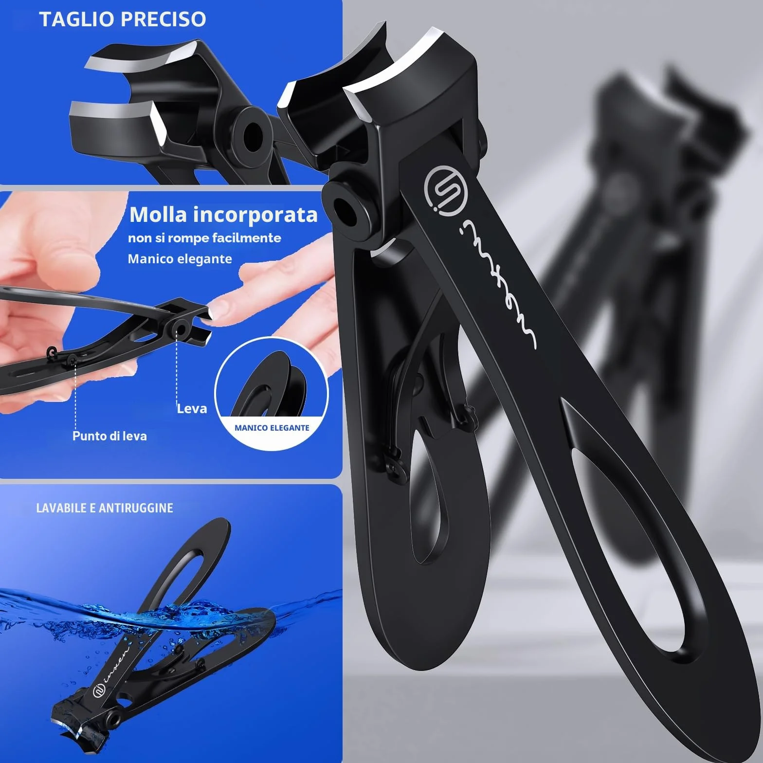 Professionale Tagliaunghie a Testa Angolata per Anziani e Unghie Spesse, 3PCS Set per Mani e Piedi, Tagliaunghie Tronchesino in Acciaio Inossidabile