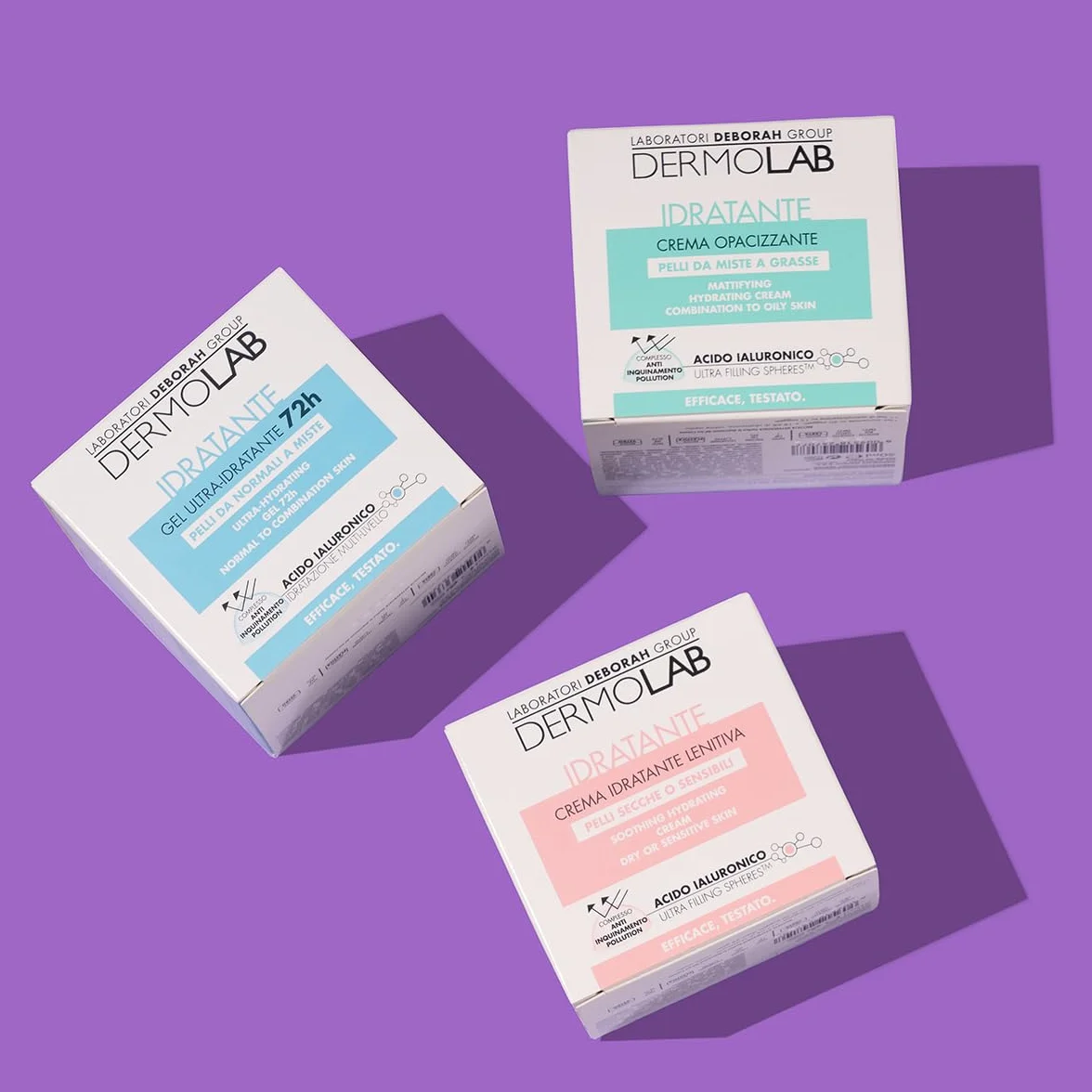 Dermolab - Crema Viso Idratante Opacizzante, per Pelle Mista e Grassa, con Pool di Acido Ialuronico, Effetto Matte e Antiossidante, Rimpolpa in Profondità, SPF 15, 50 ml