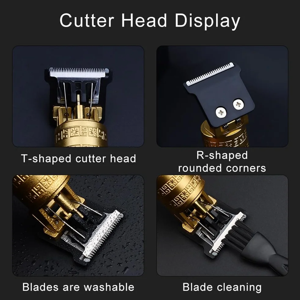Rasoio per Taglio di Capelli per Uomo Ricarica Rasoio per Adulti Elettrico Vintage Clipper Rasoio per Casa Ricarica USB Barbiere B