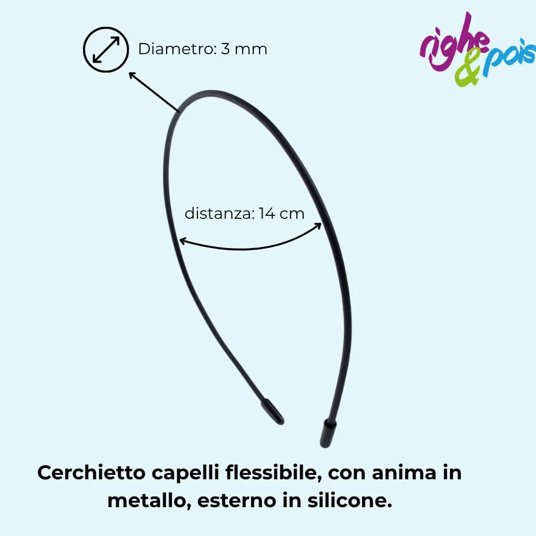 Cerchietto Capelli Nero Donna e Uomo Antiscivolo Sottile In Silicone Confezione da 1 Hairband Leggero Comodo Flessibile