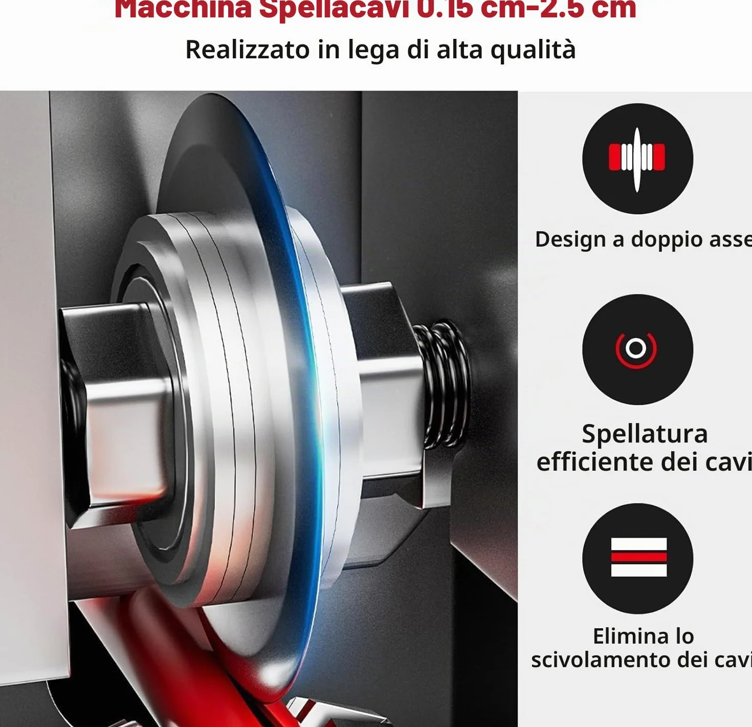 Pinza Spelacavi Elettrici 1-25 mm per Cavo Rame a Manovella o Trapano