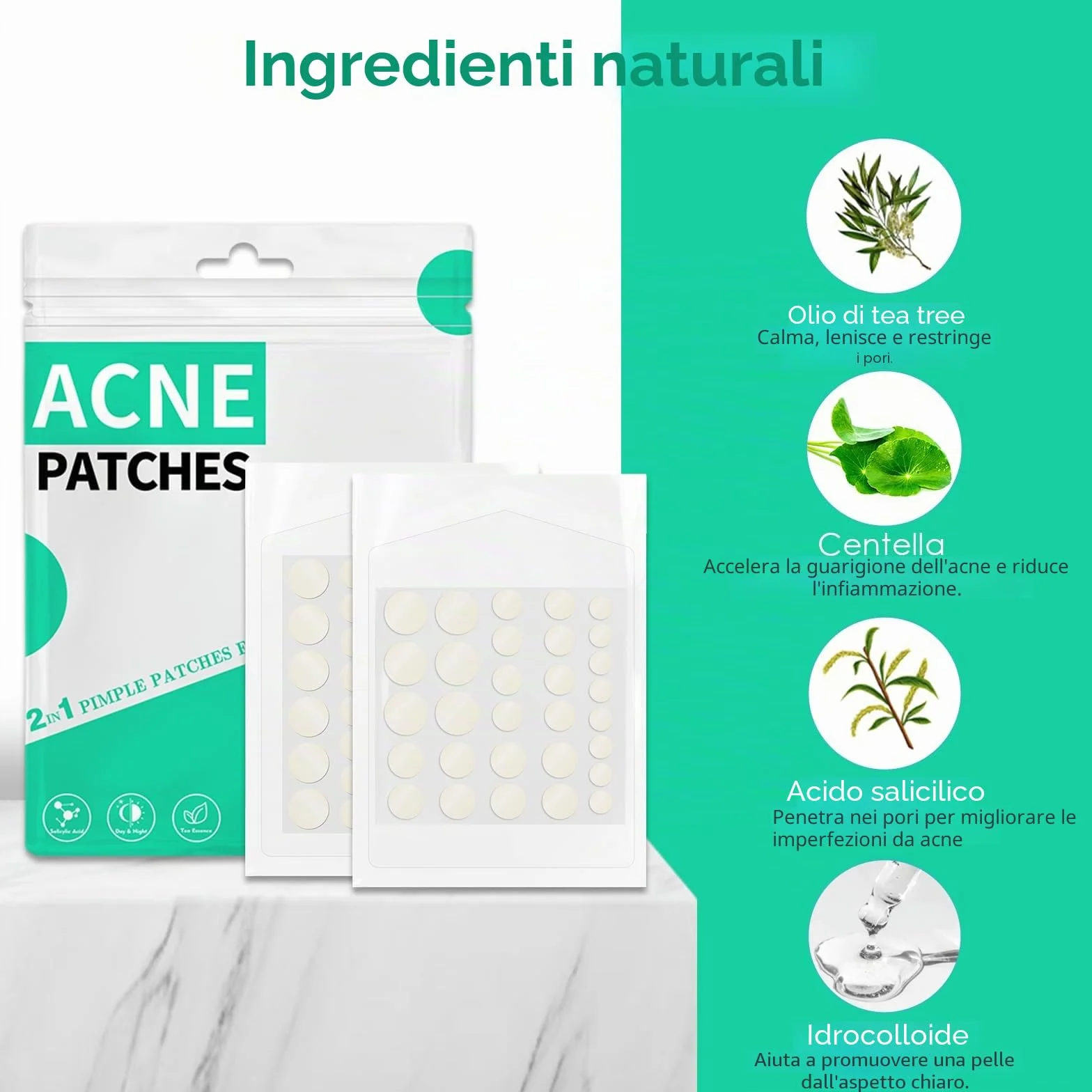 264 Pezzi Patch Brufoli Cerotto Brufoli Idrogel Pimple Patch Giorno e Notte Della Acne Patch 2-In-1 Cerotti Per Brufoli Impermeabile e Traspirante Invisibile Cerotti Brufoli Viso