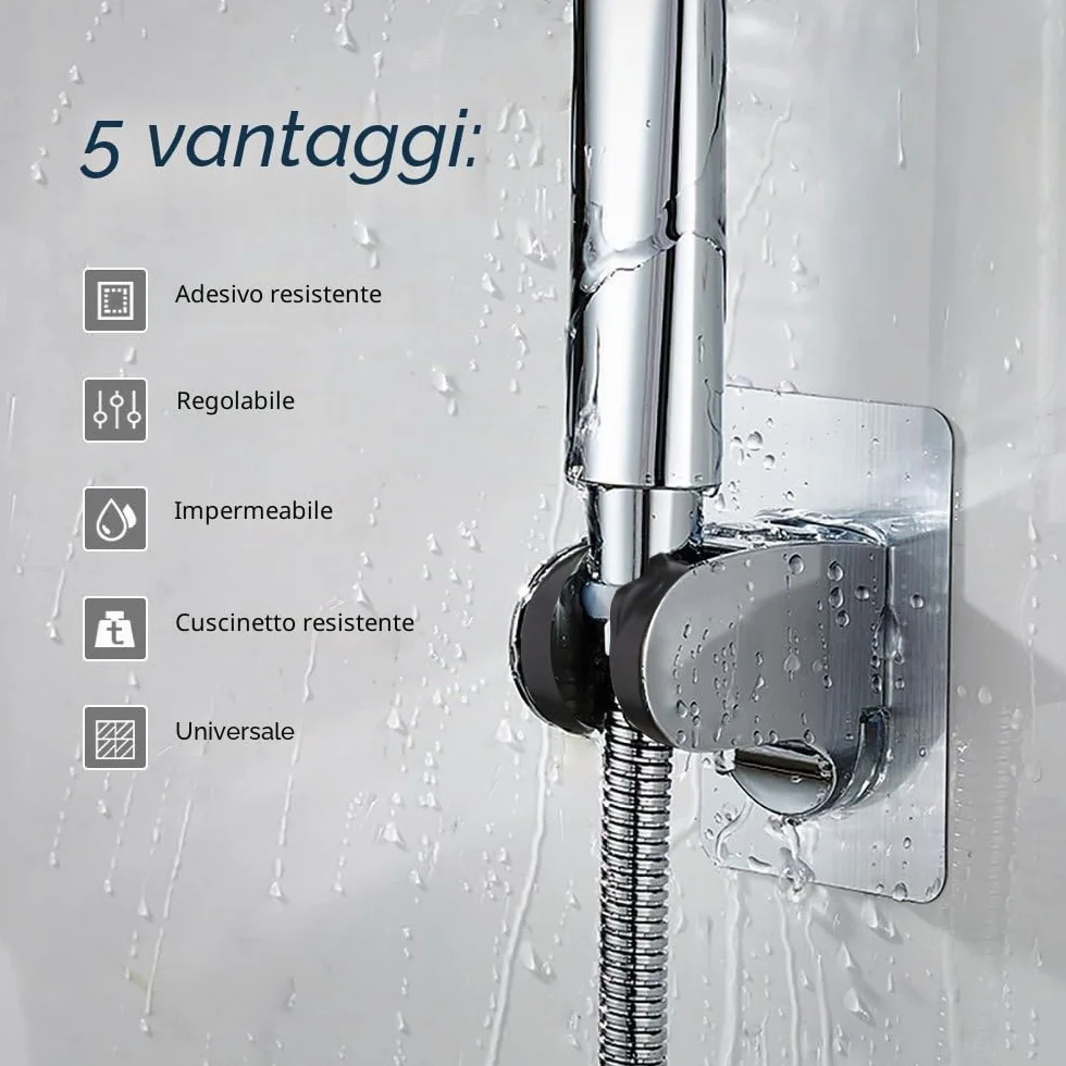 3M Staffa Supporto Doccia Regolabile con Angolo Adesivo Montaggio a Parete Impermeabile Soffione Muro Bagno
