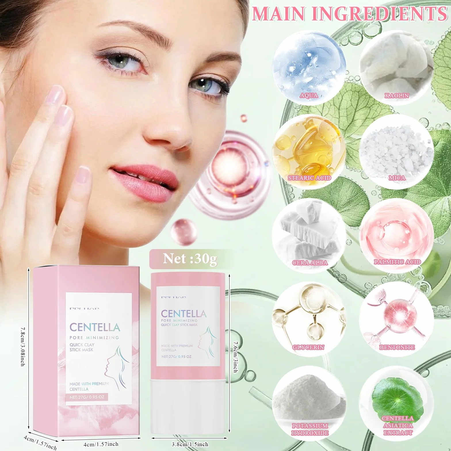 2 Pezzi Centella Kit, Centella Cleansing Oil + Centella Stick Mask, Cleansing Oil, Olio Detergente Viso, Deterge Delicatamente in Profondità e Restringe i Pori