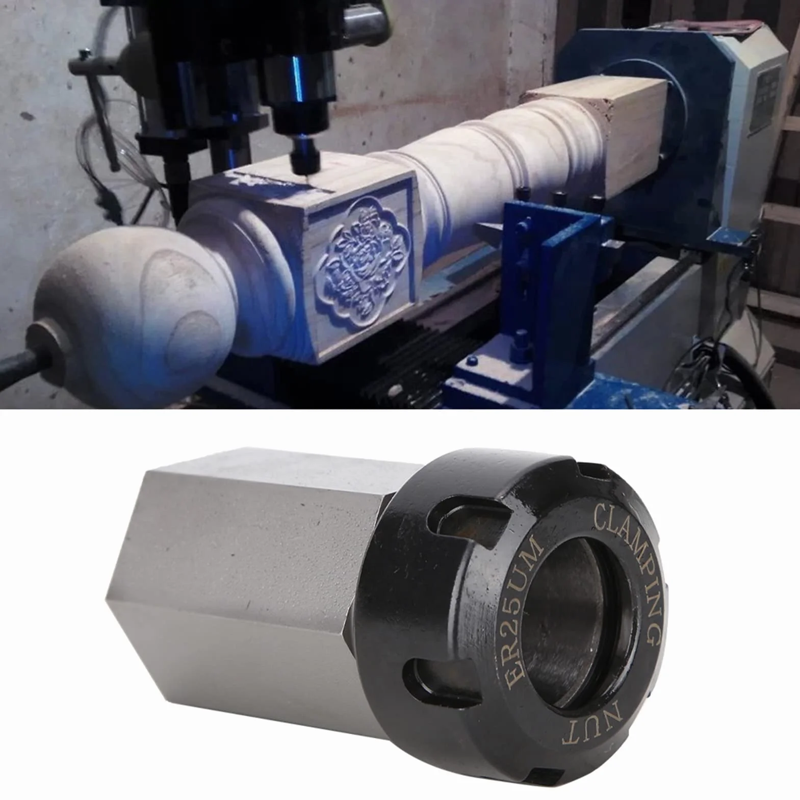 Mandrino Portautensili ER25 42x21 mm Acciaio Duro per CNC Tornio Colletto Esadecimale Fresatura