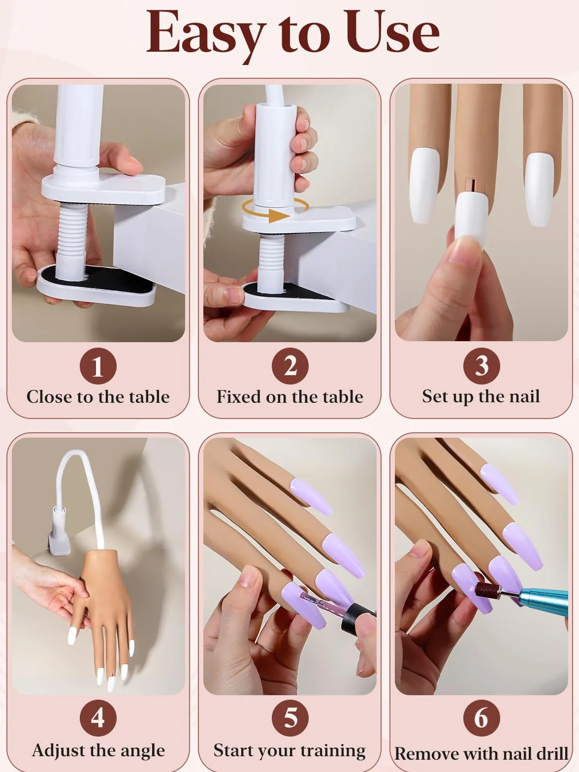 Mano Finta per Ricostruzione Unghie Set: Flessibile Mano per Pratica Unghie | Mano Finta per Unghie con 200 Pezzi Punte per Unghie per Principianti Salone Casa