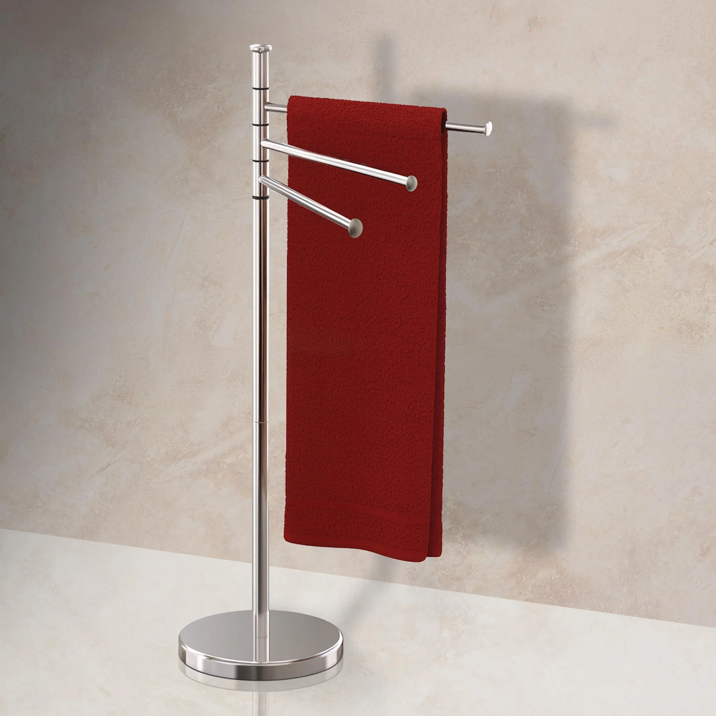 Relaxdays Piantana Portasciugamani da Terra 3 Bracci Rotanti Acciaio Inox 85,5x42x22 cm