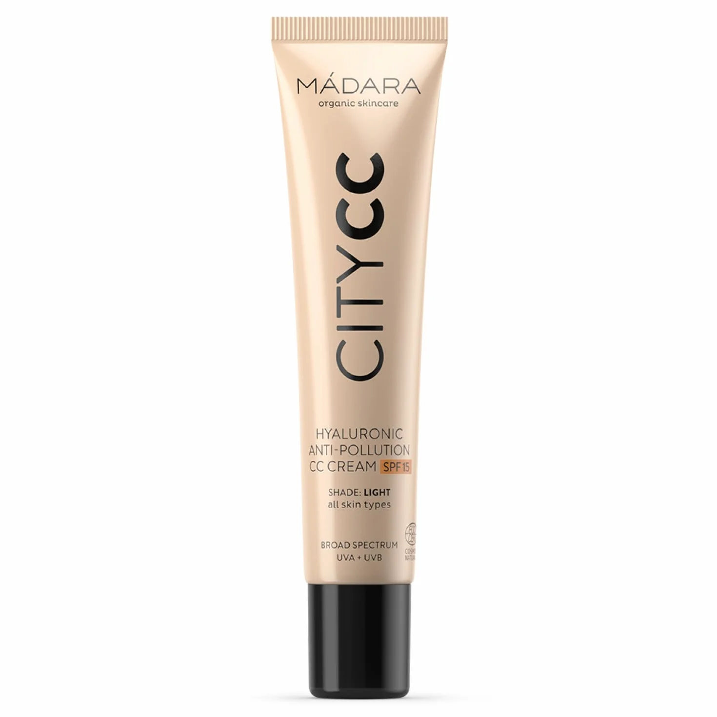 MÁDARA Organic Skincare | Anti-Pollution CC Cream SPF15 LIGHT - 40ml, Mit Hyaluronsäure und breitspektrigem UVA/UVB-Sonnenschutz, Leicht, Seidige Textur, Ecocert-zertifiziert.