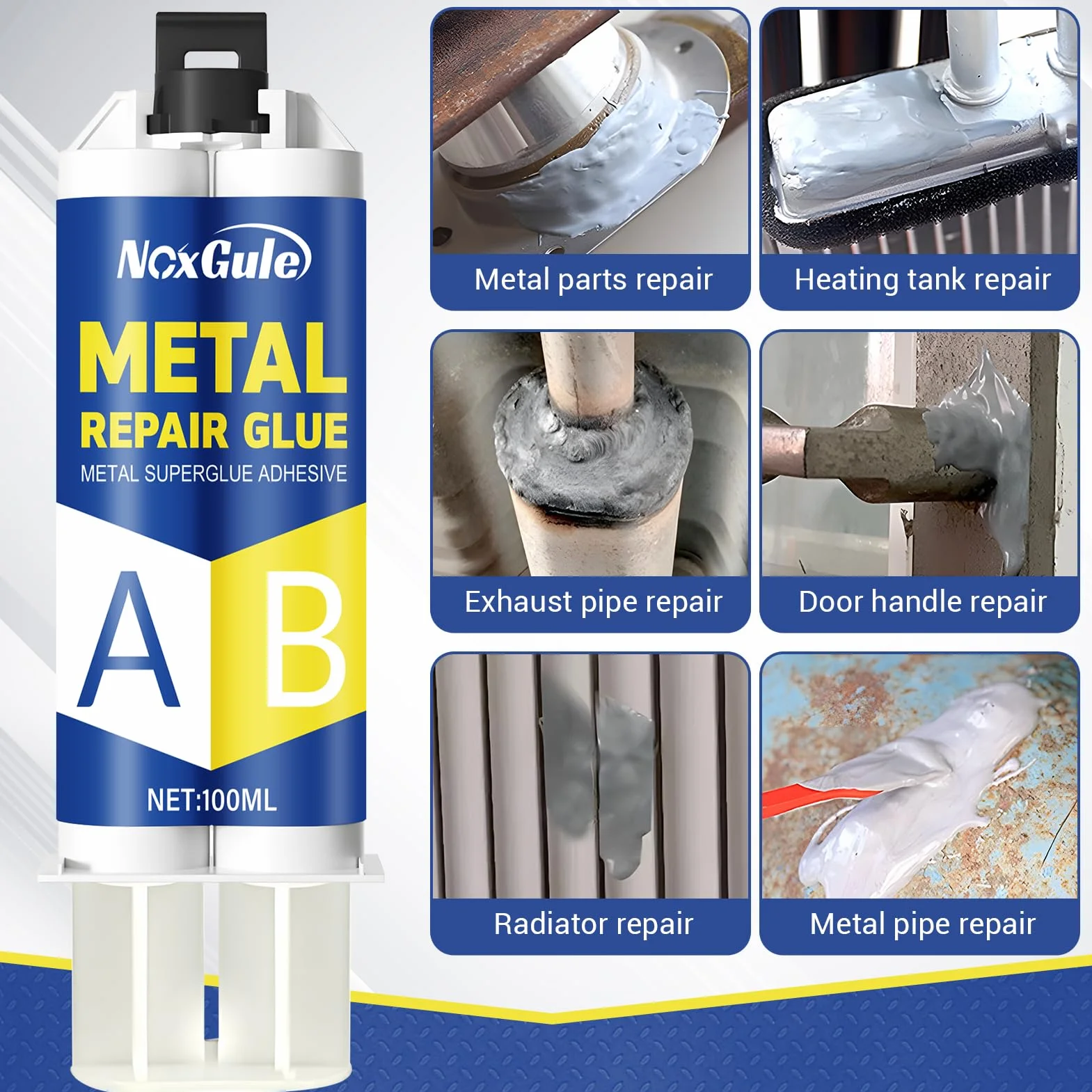 Colla Epossidica Bicomponente 200ml Resistente Alle Alte Temperature per Metallo Acciaio Inossidabile