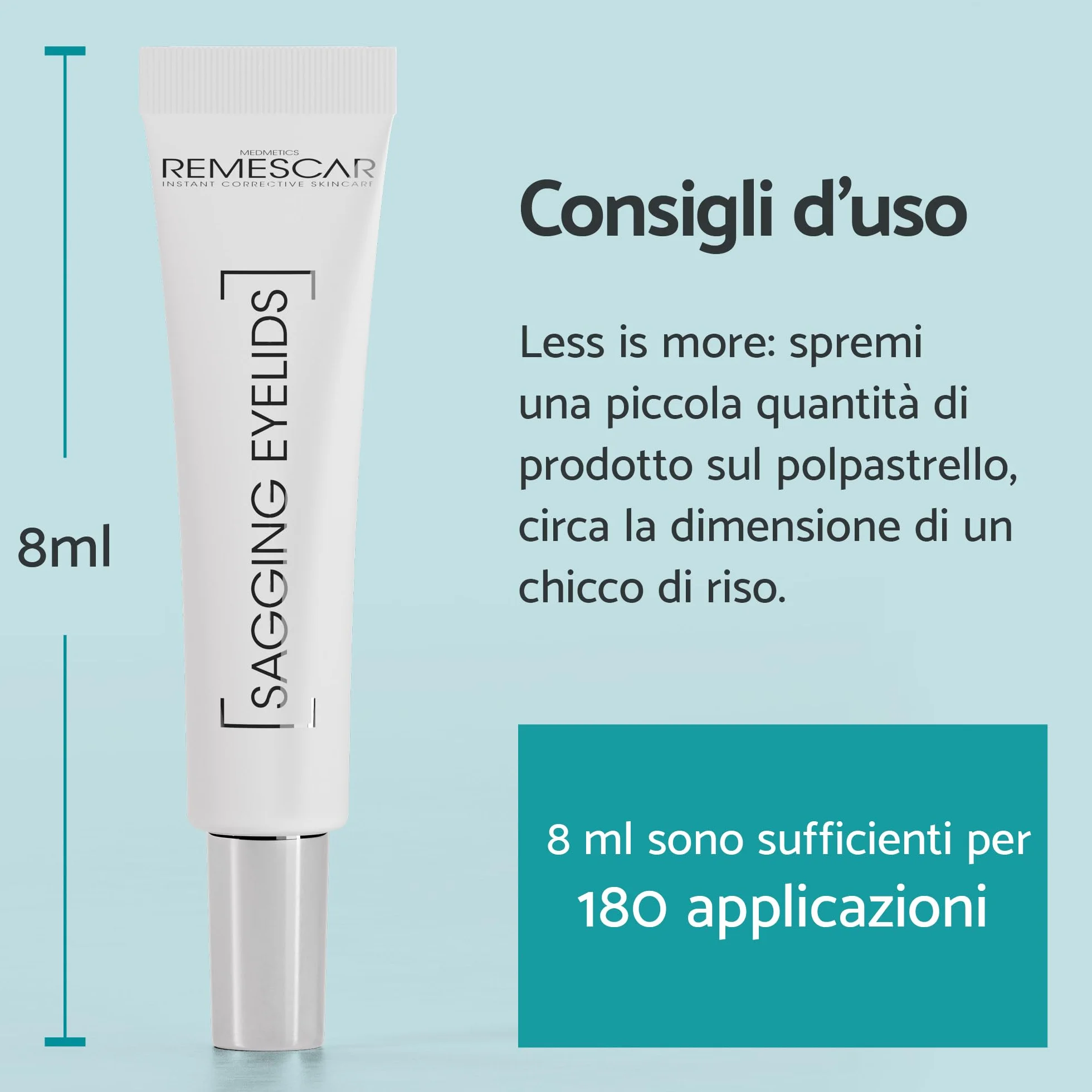 Remescar Palpebre Cadute 8ml - Crema Effetto Lifting Per Ridurre le Borse Clinicamente Testata - Crema Occhi