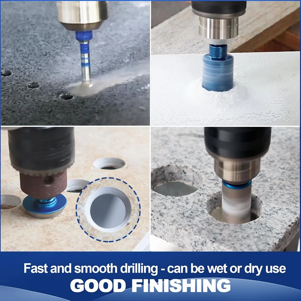 Punta per Trapano Diamantata Set 6-100mm Frese Diamantate per Porcellana Granito Piastrella Marmo Taglio a Secco