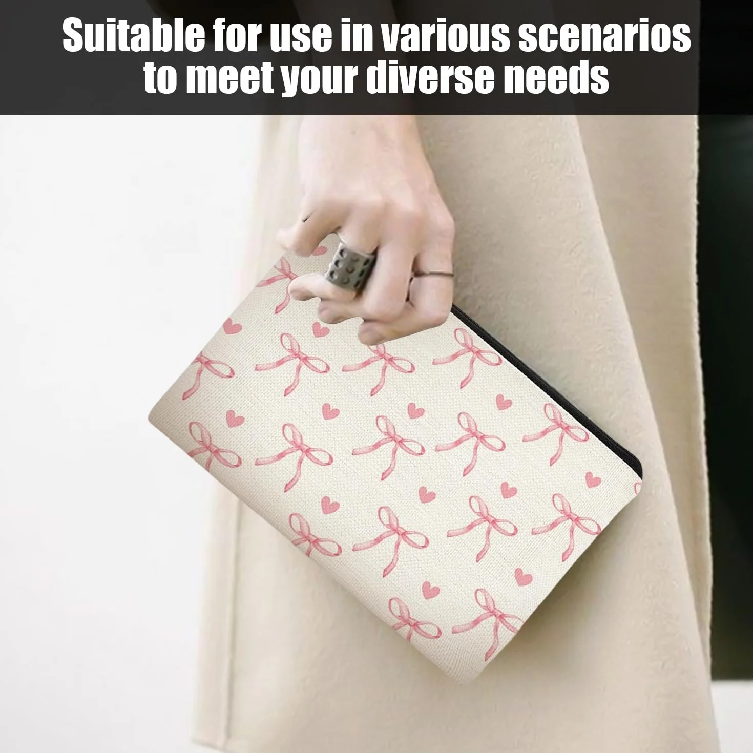 Sacchetto Cosmetico 2 Pezzi, Sacchetto Di Immagazzinaggio Di Stile Del College Di Modo, Astuccio Per Studenti Di Grande Capacità, Borsa Da Toilette Portatile Da Viaggio.