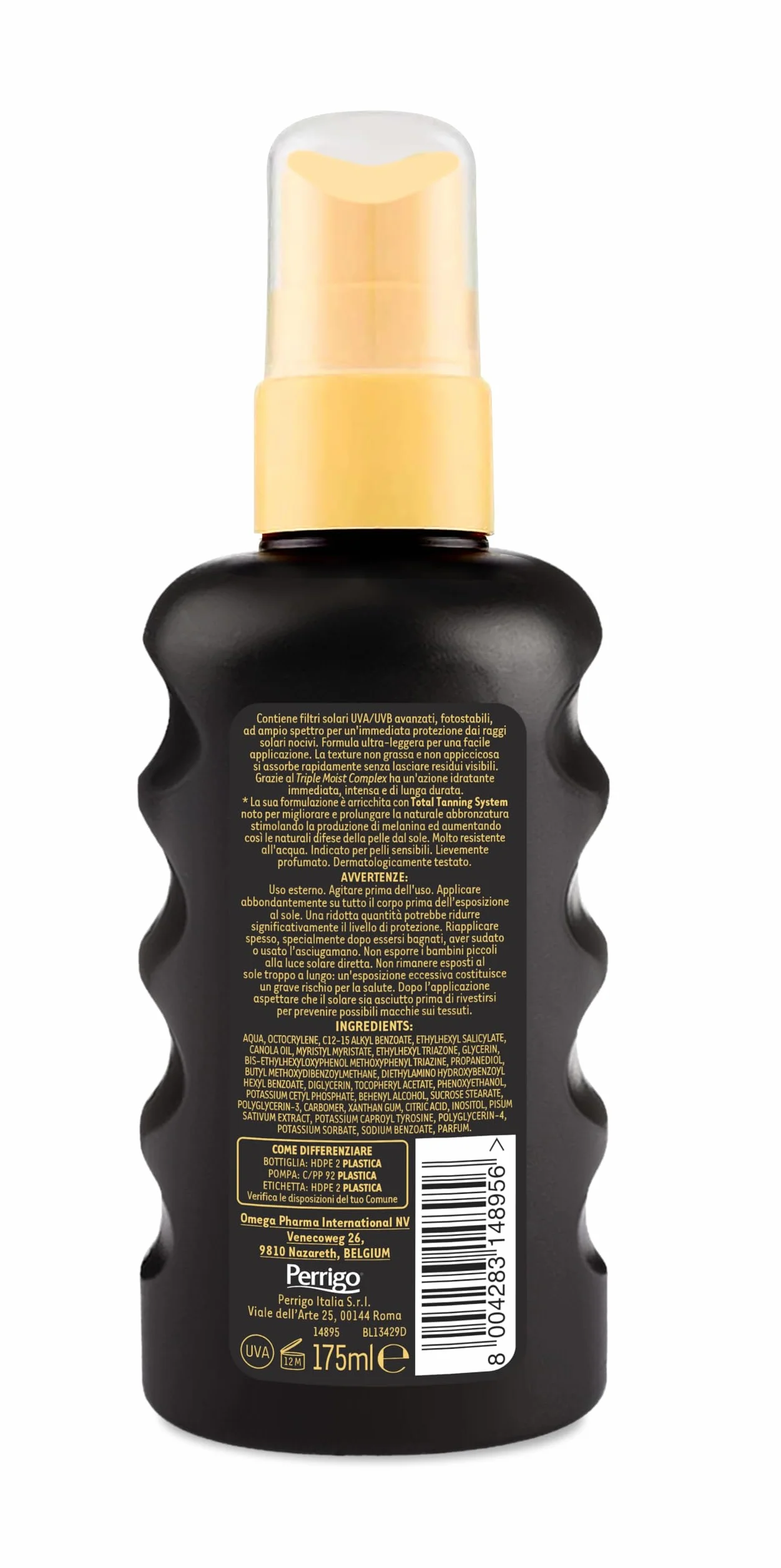 Angstrom Protezione Corpo Latte Spray Solare Ultra Idratante, con Filtri Solari UVA/UVB, Total Tanning System per Migliorare la Naturale Abbronzatura, Dermatogicamente Testato, 175 ml
