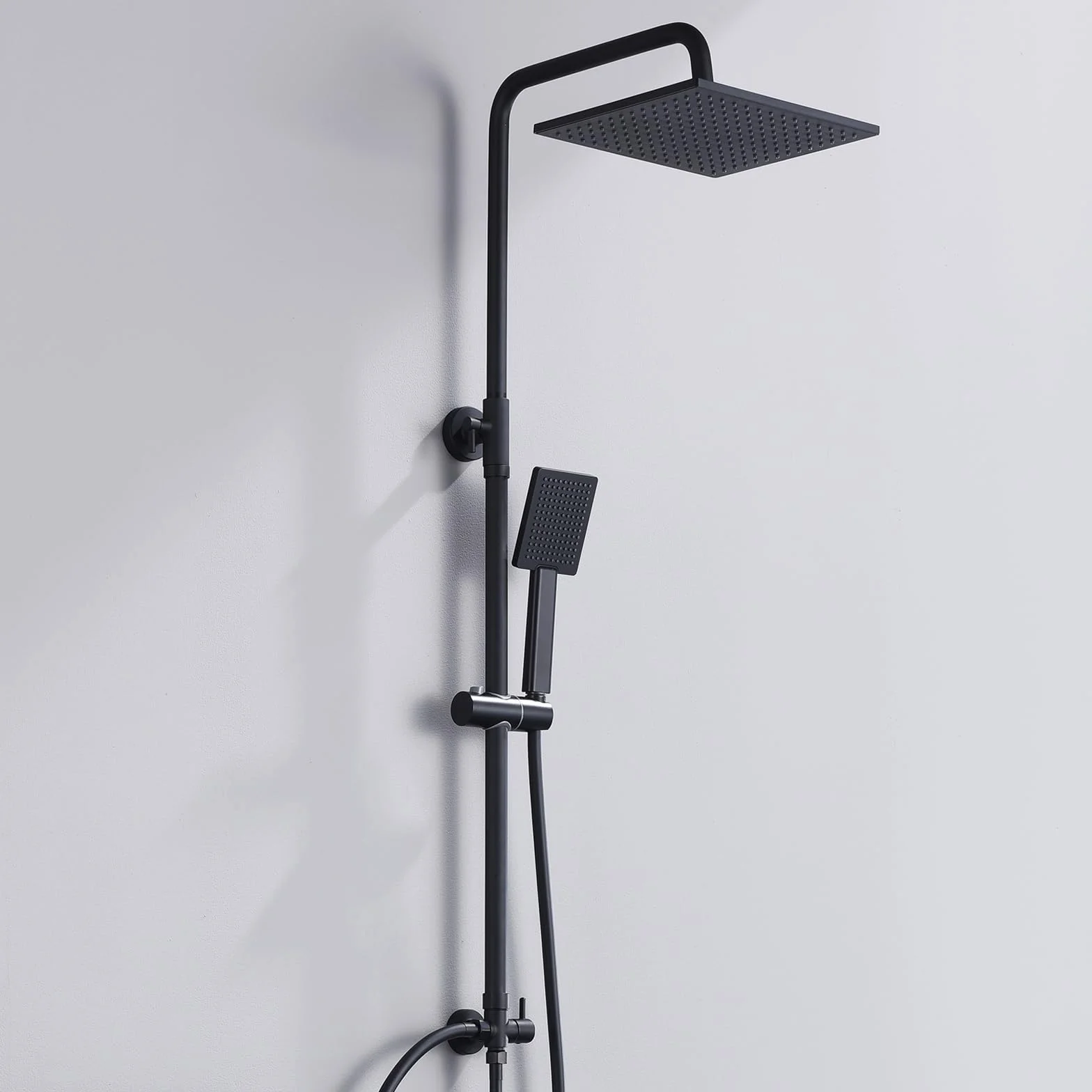 Auralum Colonna Doccia Senza Miscelatore 74-109cm Regolabile Set Soffione Doccetta Nero
