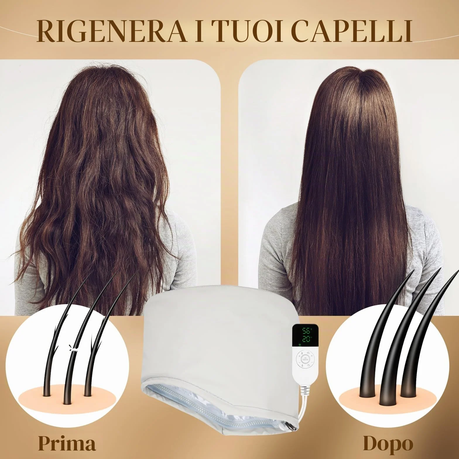 Cappellino per Capelli Elettrico, Trattamento per Capelli Caldi SPTHTHHPY, 2 temperature regolabili SPA Multifunzionale di Bellezza Nutrizionale dei Capelli del Cappello a Vapore
