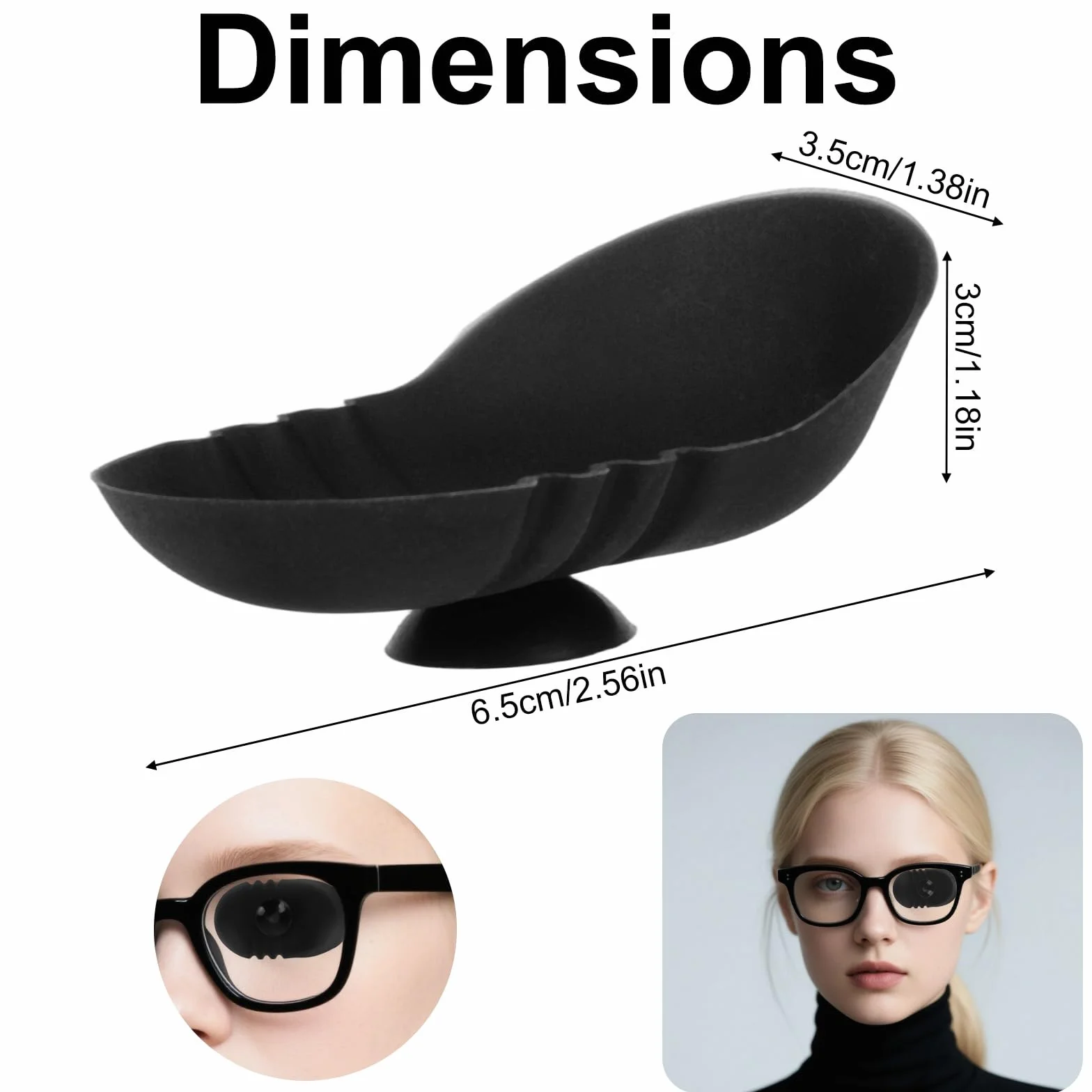 Benda Oculare, Design 3D per Contorno Occhi Benda Oculare Lavabile in Silicone con Design a Ventosa per Tutti Gli Occhiali Adulti e Bambini