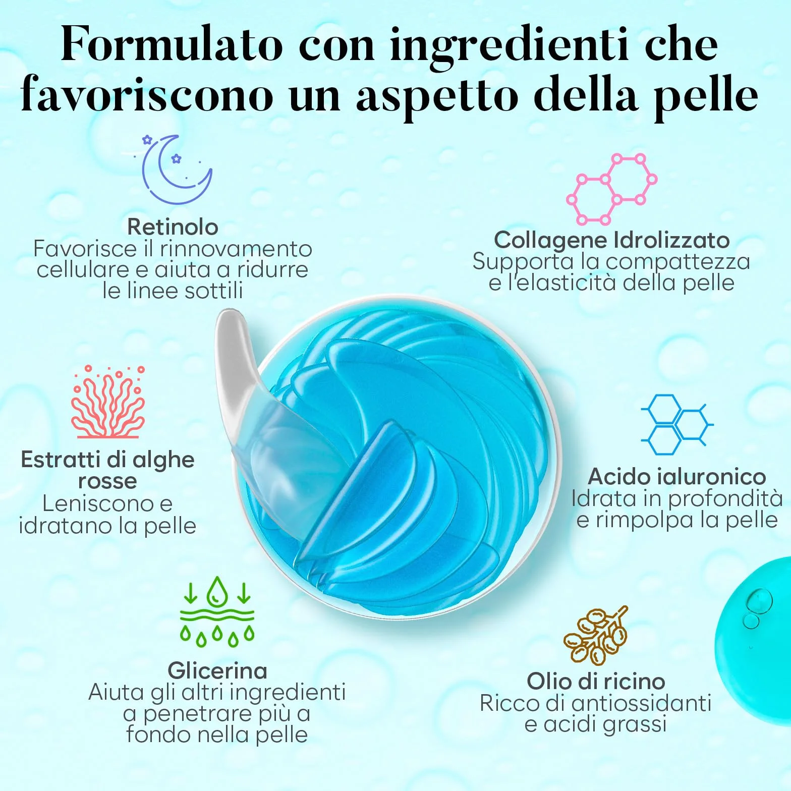 AURAE Patch Occhi, Maschera Occhi con Retinolo e Collagene, Patch Occhiaie e Borse, Maschera Occhiaie, Eye Mask per Schiarente e l'idratazione (30 Paia)
