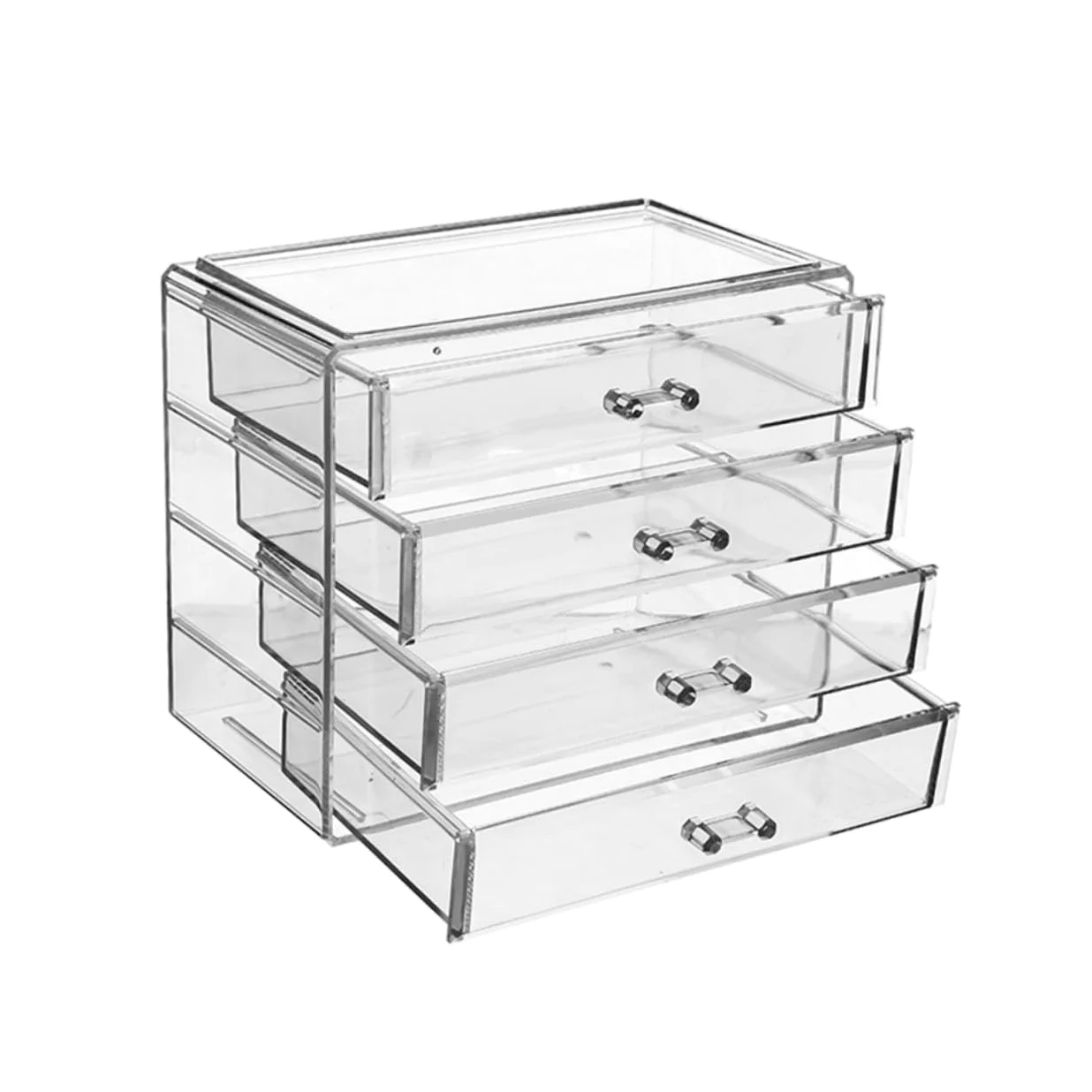 Organizer Cosmetico in Acrilico Trasparente a 4 Cassetti Grande | Uso Domestico, Design Pulito e Struttura Cassetti, Ampio Spazio per Accessori e Articoli di Bellezza