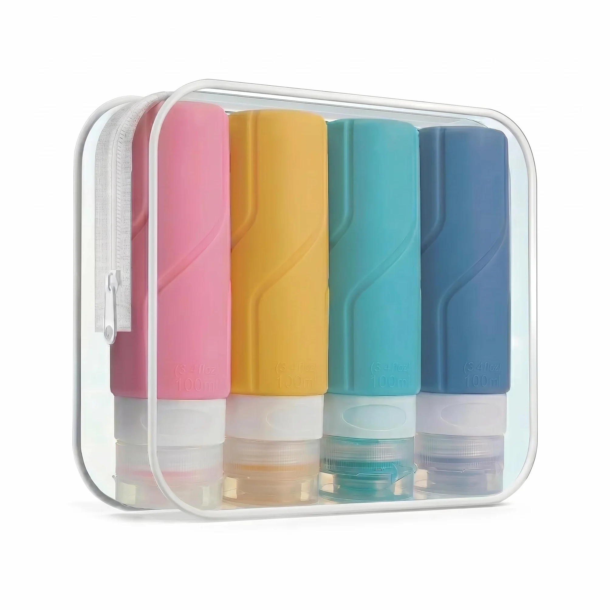 Bottiglie da viaggio ricaricabili 90 ml, in silicone flessibile, senza perdite, senza BPA, pressabili, apertura larga, ideali per viaggi, campeggio, spiaggia, aereo - Per gel e