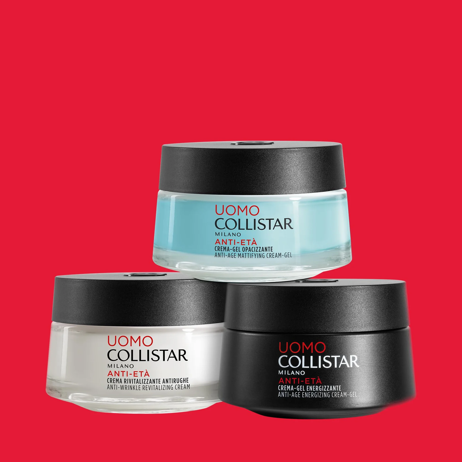 Collistar Linea Uomo Crema-Gel Energizzante, Azione Antirughe e Antifatica, Fresca, Ottima per Tutti i Tipi di Pelle, con Vitamine A, B5 ed E, Previene Rughe e Segni d'Espressione, 50 ml