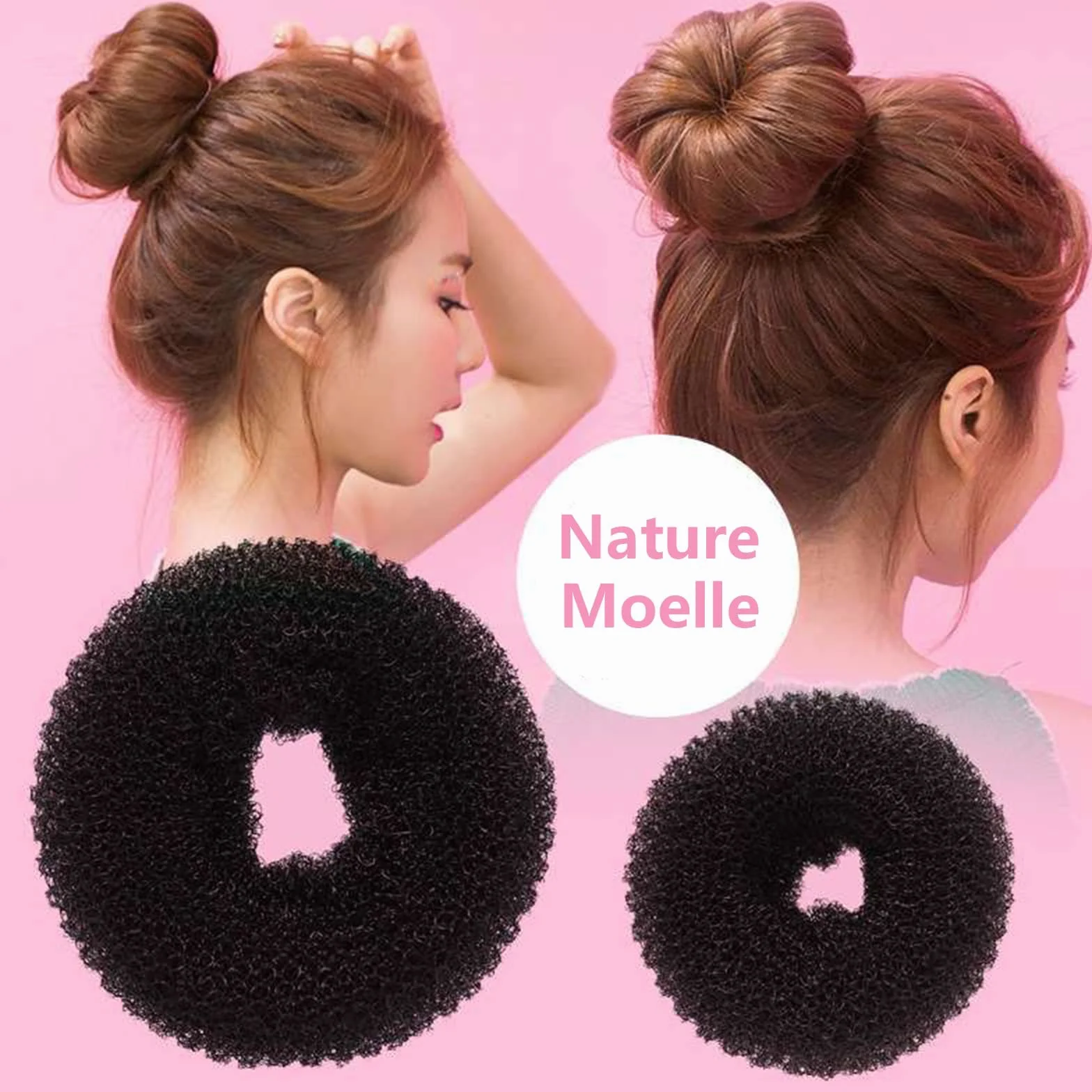 VEGCOO Chignon a Ciambella, 8 Pz Creatore per Pane Ciambella Chignon a Ciambella Magic Hair per Bambine e Donne, con 15 Elastici per Capelli e 15 Forcine Forma di U (Marrone)
