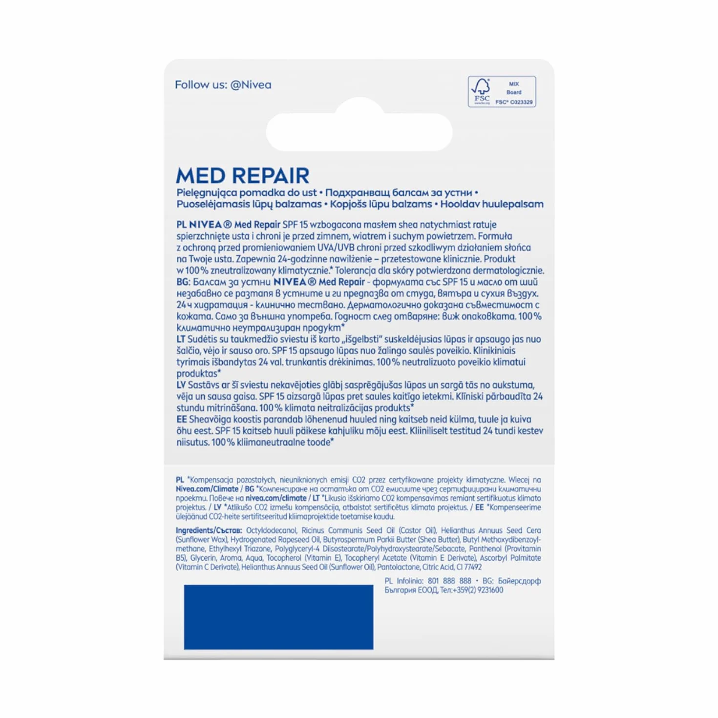 NIVEA Med Repair Rossetto idratante con burro di karité, oli e vitamine deodoranti SPF 15; 4,8 g