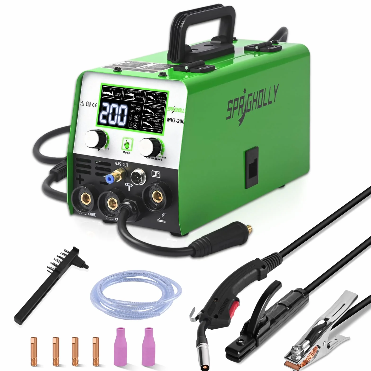 Saldatrice 5-in-1 200A 240V MIG/MAG Senza Gas MMA Lift TIG Inverter IGBT Display LED