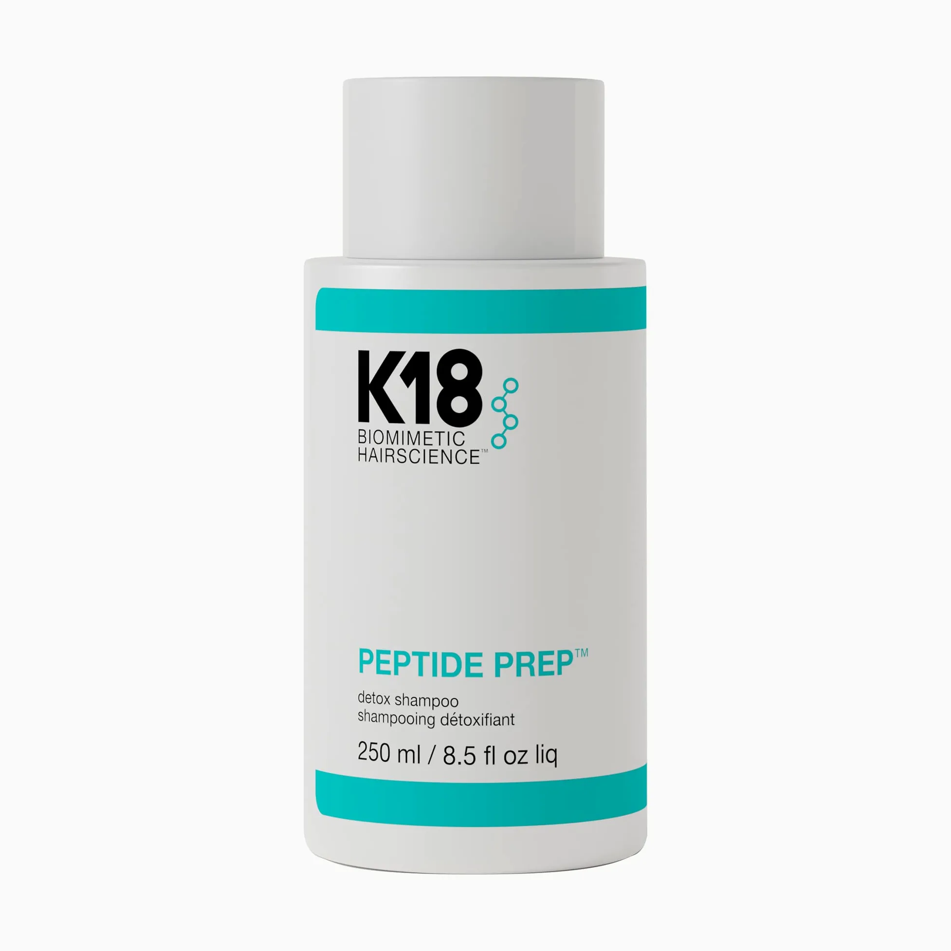 K18 PEPTIDE PREP® Detox Clarifying Shampoo, 250ml | Shampoo chiarificante per capelli colorati, rimuove residui, sporco, olio e metalli, con carbone attivo e acido salicilico