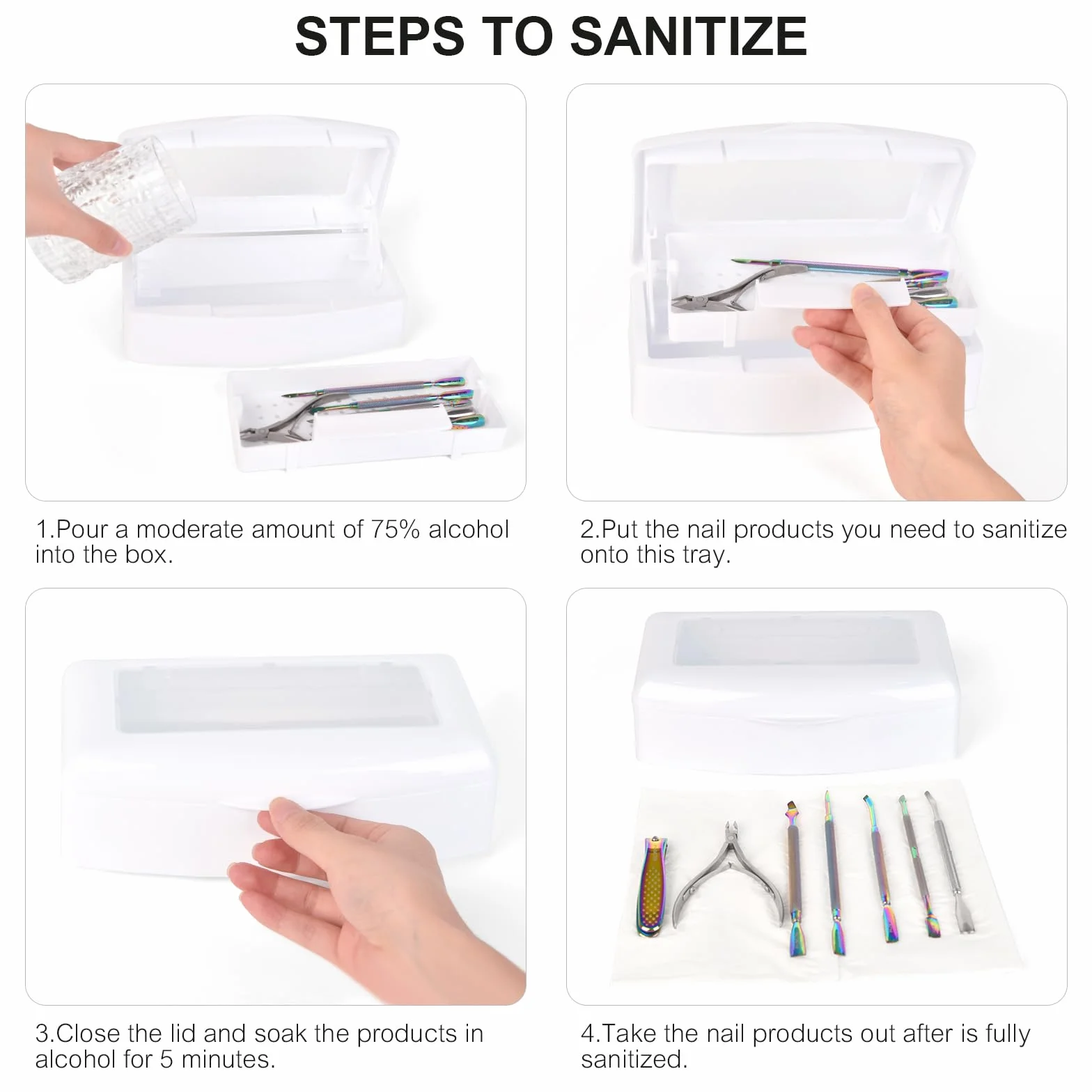 KADS 2 contenitori sterilizzatori per unghie, in plastica, per sterilizzare unghie, pinzette, parrucchieri, spa e taglierini, strumenti per manicure