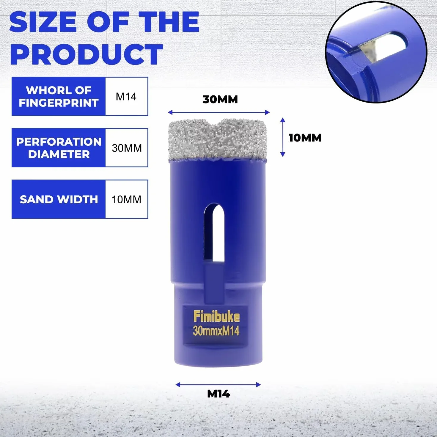 Punte Trapano Diamantate 30mm M14 per Porcellana Granito Marmo