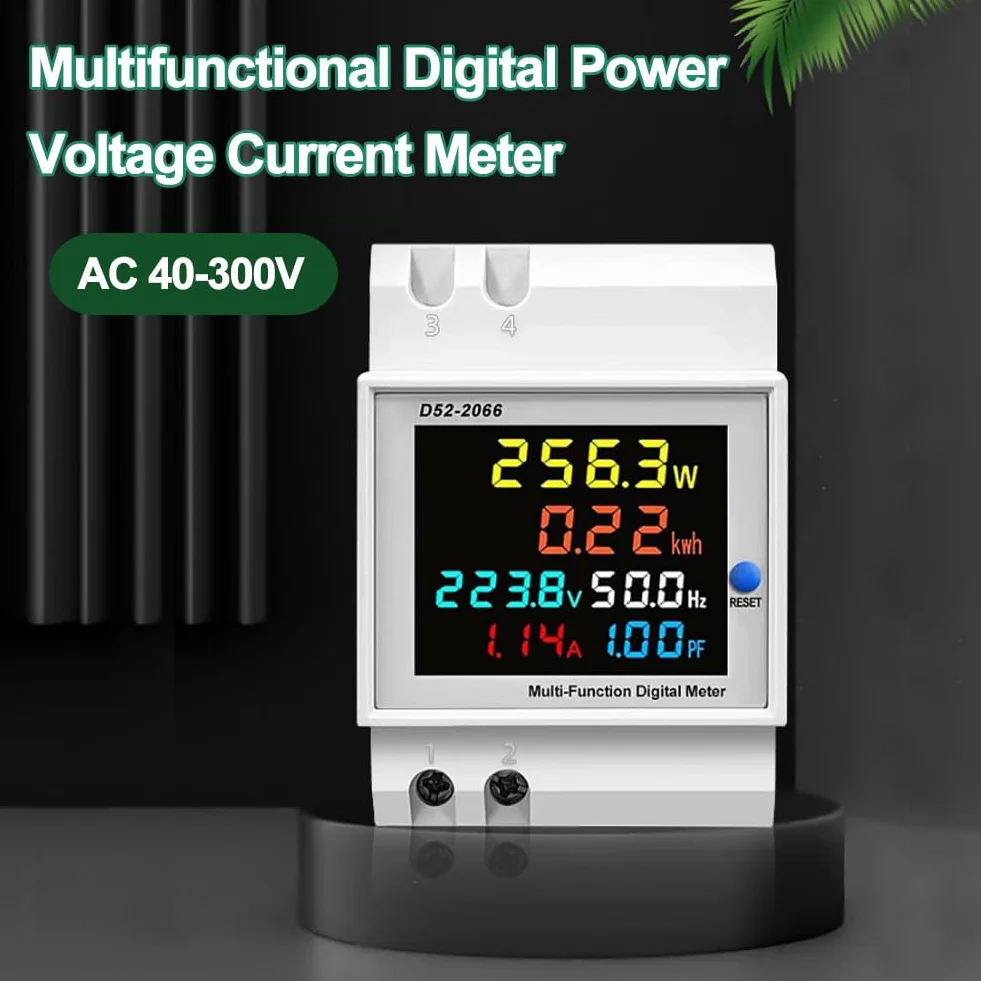 Contatore Energia Elettrica AC40-300V 100A Multifunzione 6 in 1 Digitale Amperometro Voltmetro Guida DIN Monofase 230V