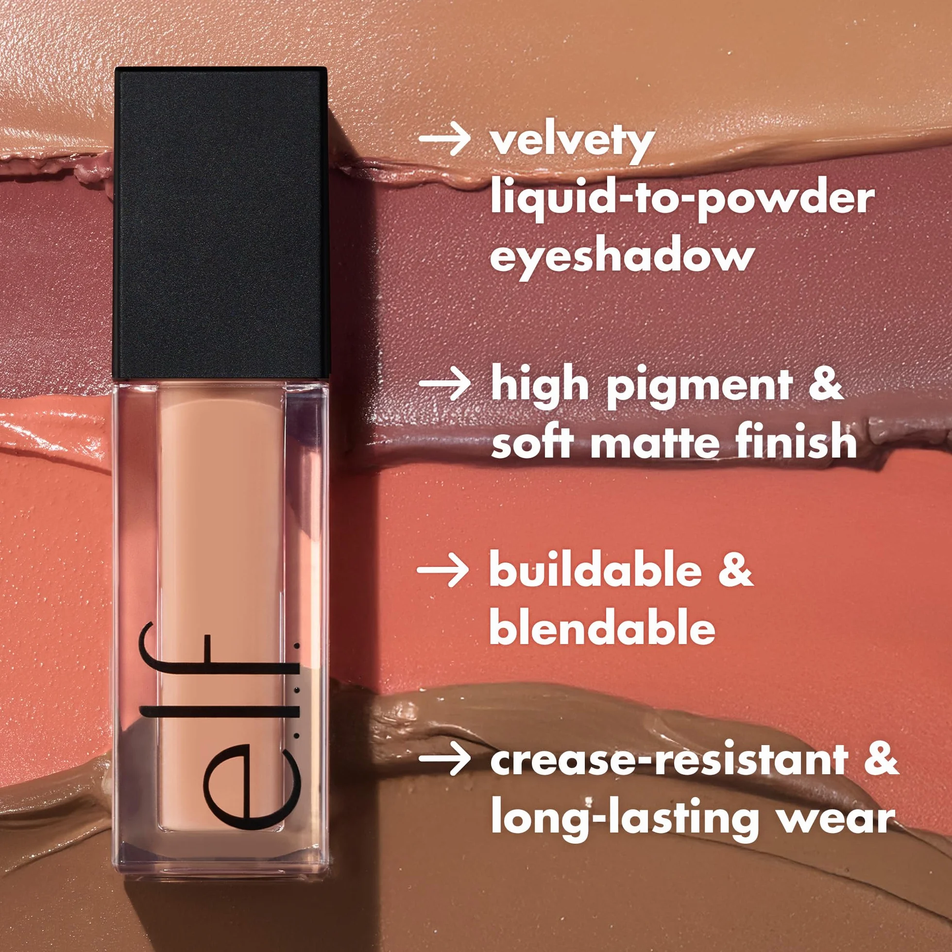 e.l.f. Liquid Velvet Eyeshadow, formula liquido-polvere, non si deposita nelle pieghe, finish intenso e soft-matte, prodotto vegano e non testato sugli animali, Beige & Boujee