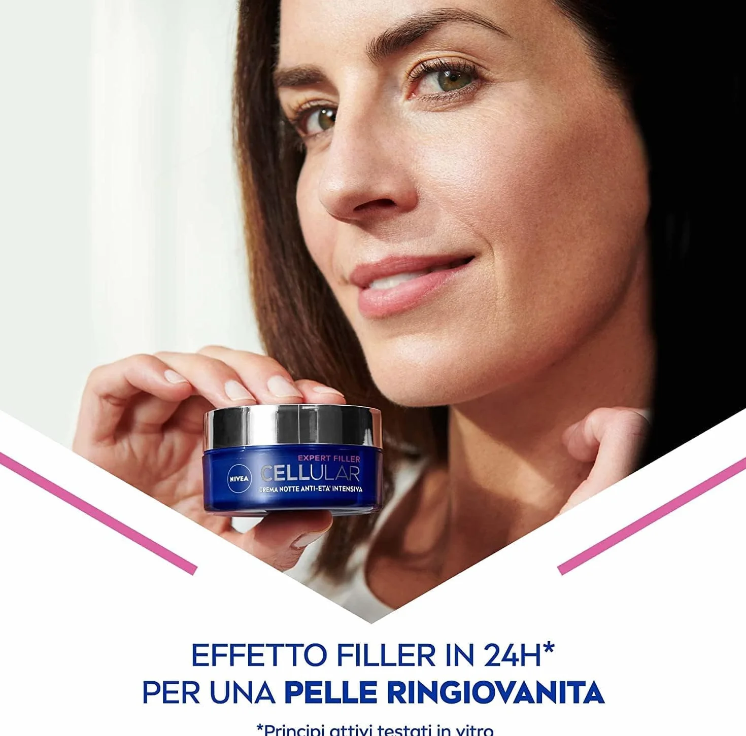 NIVEA CELLULAR EXPERT FILLER Crema Notte Anti-Età Intensiva SPF 15 50ml, Crema viso antirughe rassodante, Crema viso Acido Ialuronico e Acido Folico Puro, Crema viso notte anti-age