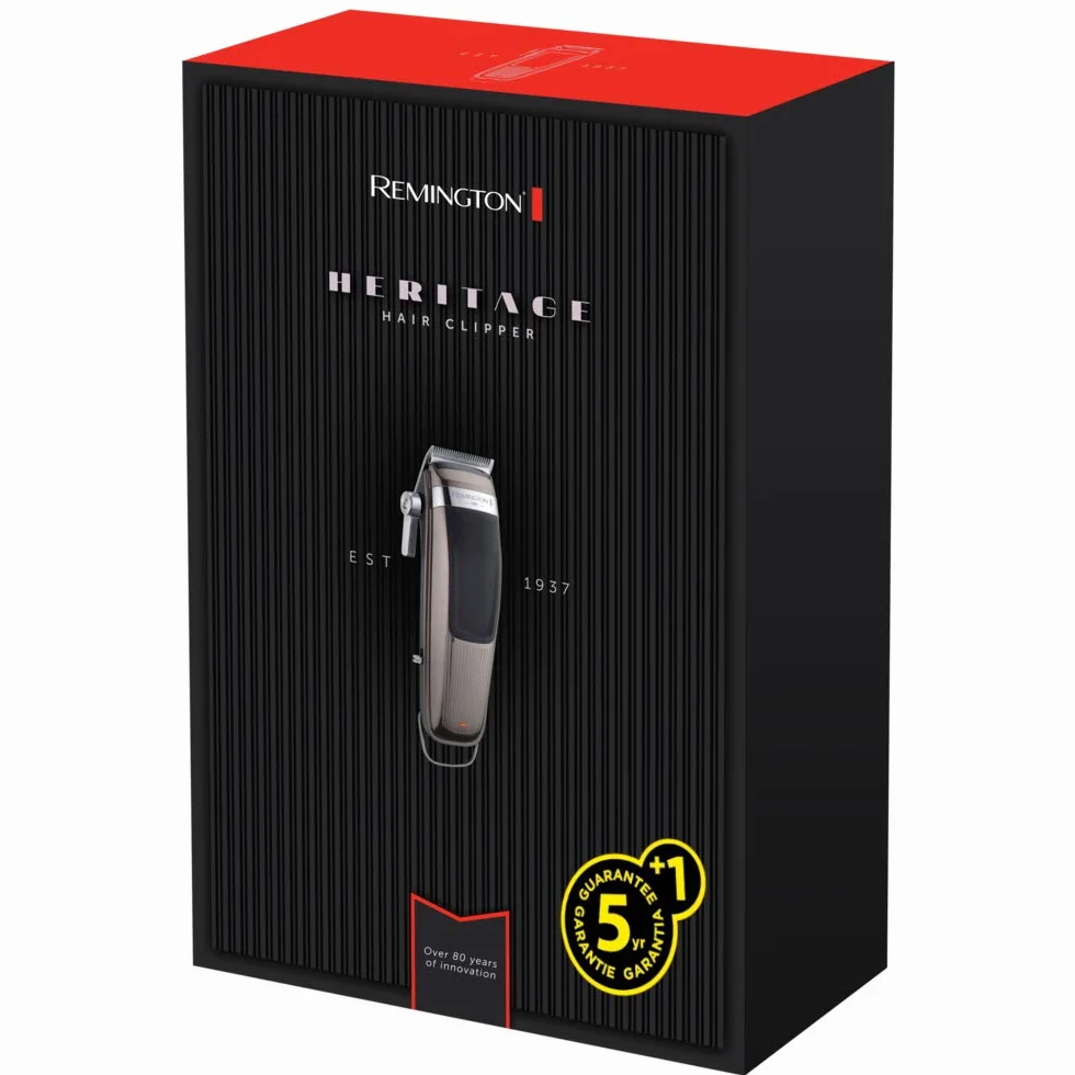 Remington Tagliacapelli Professionale - Lame in Acciaio Inox - Leva di regolazione della lama, 11 pettini, custodia, Funzionamento con rete-batteria, batteria al litio, Profi Retro HC9100