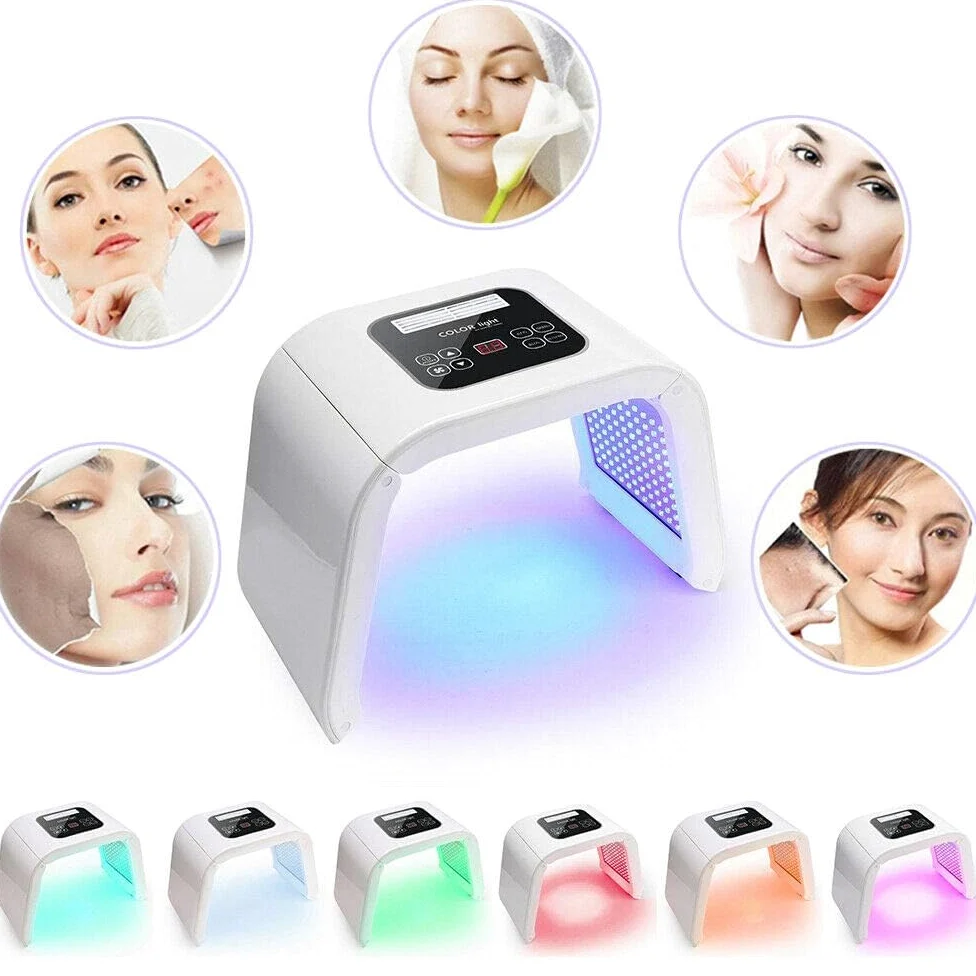 MINRS Maschera per il viso a LED a 7 colori, maschera per la terapia della luce, luce rossa, faccia a luce rossa per viso, corpo, SPA, ringiovanimento anti-invecchiamento, rassodamento, rughe lisce,