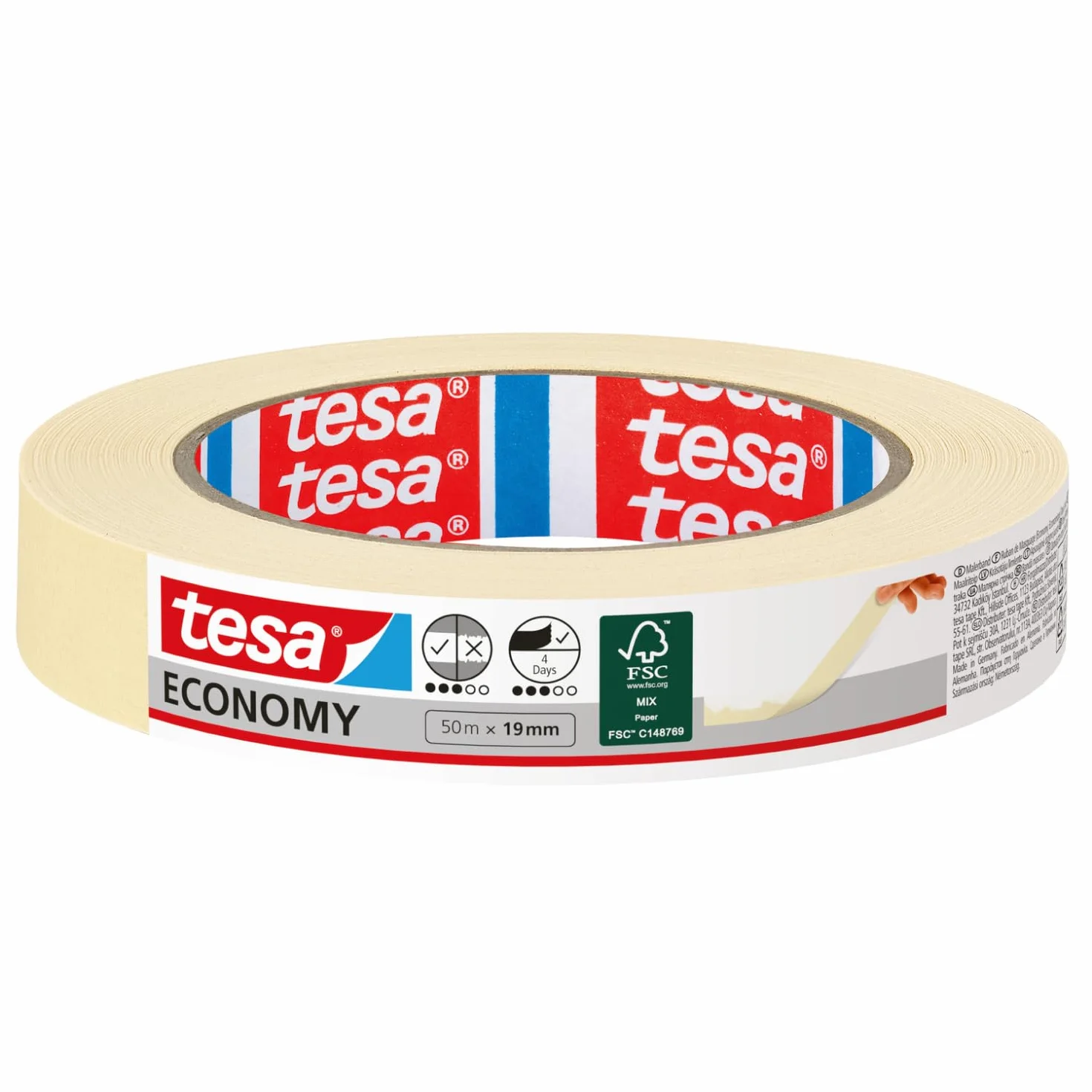 Tesa Nastro Per Mascheratura Economy Ecologo Carta 50 x 19 mm Beige Rimozione Senza Residui