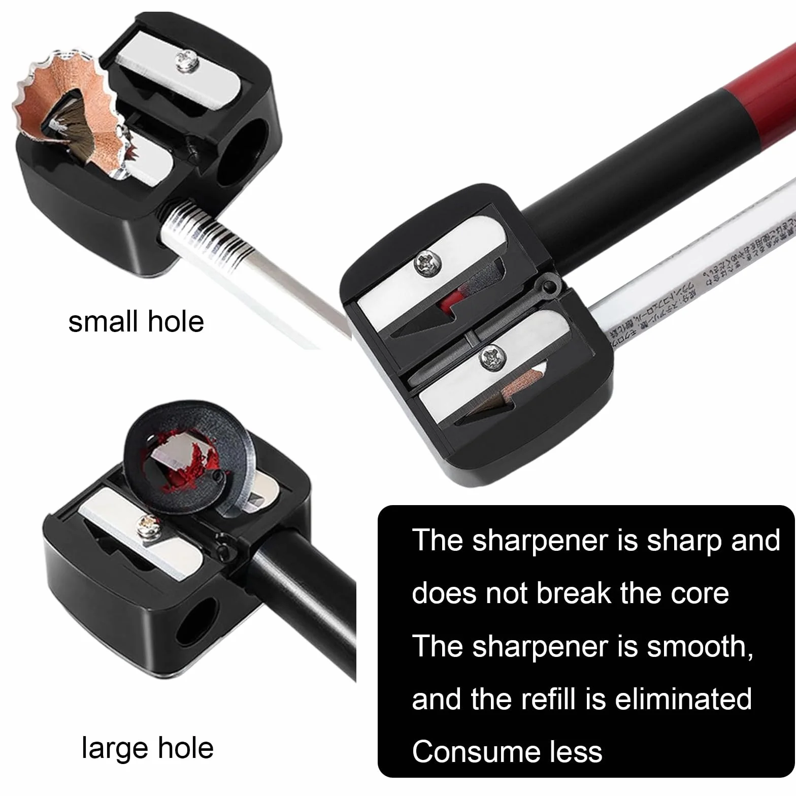 2 Pezzi Temperamatite di Bellezza, Temperino Matita Occhi, Adatto per Eyeliner, Matita per Sopracciglia, Facile da Trasportare (Nero)