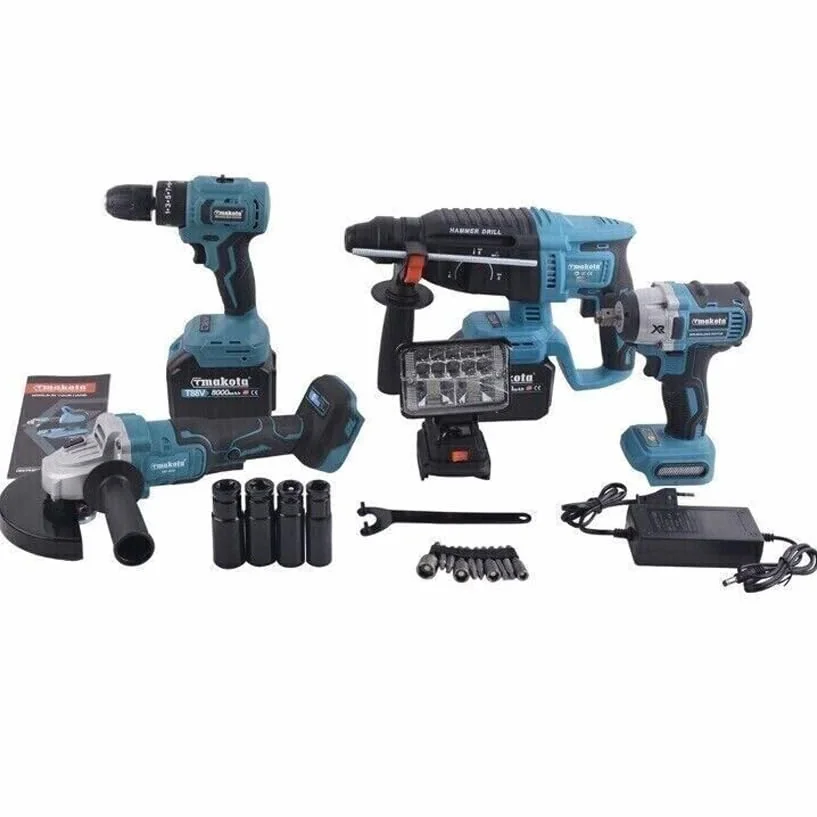 DISCORAMA® Kit 5 in1 Tassellatore Trapano Avvitatore 80V Smerigliatrice con 2 Batterie e Valigia