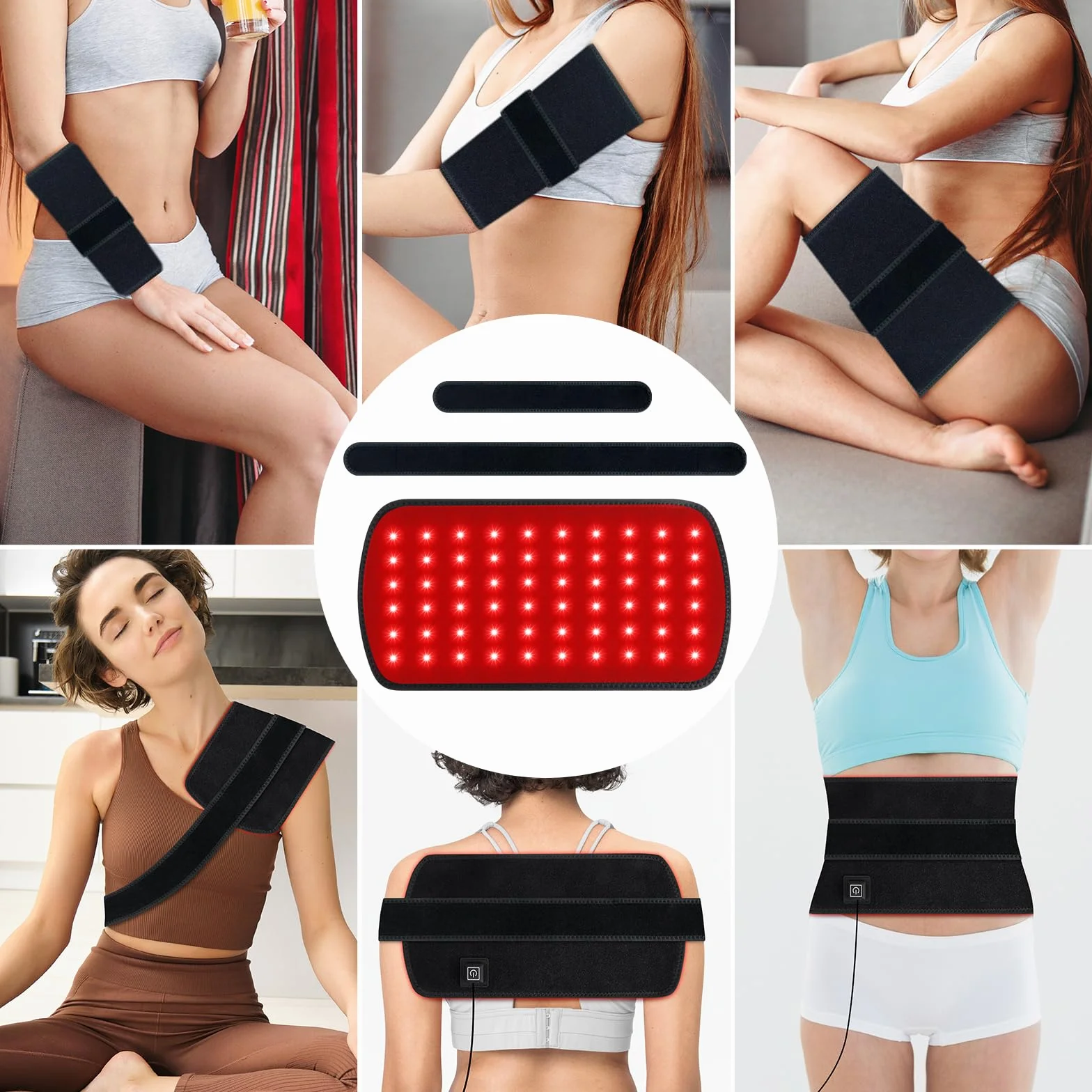 Fascia Terapia a Luce Rossa, Luce Infrarossa Corpo, LED Triple-Chip 660nm 850nm, Fascia Riscaldante Schiena e Ginocchia, Dispositivo Portatile, Regalo Benessere Uomo Donna