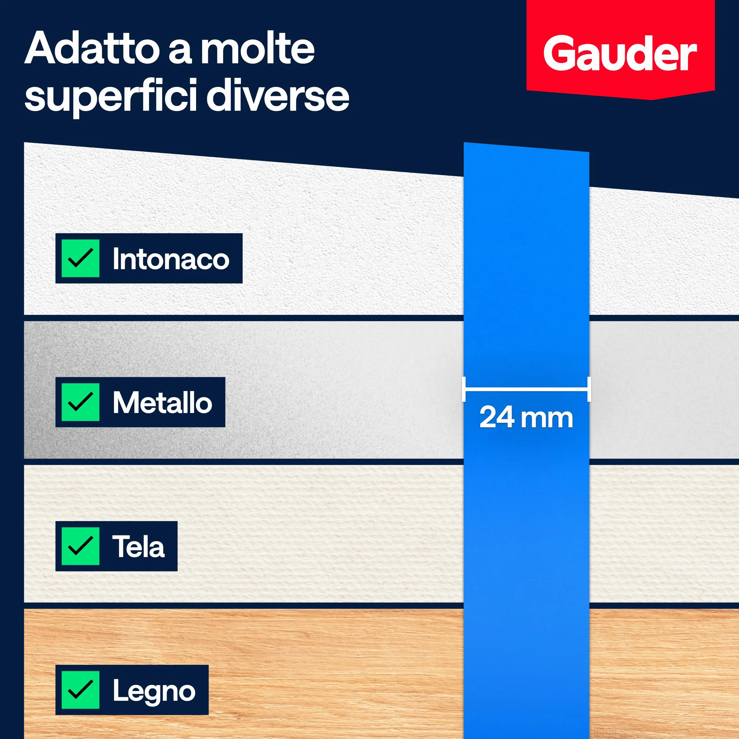 GAUDER Nastro da Pittura per Mascheratura Adesivo di Precisione Carta Washi Rimovibile 3 Rotoli 24 mm x 50 m