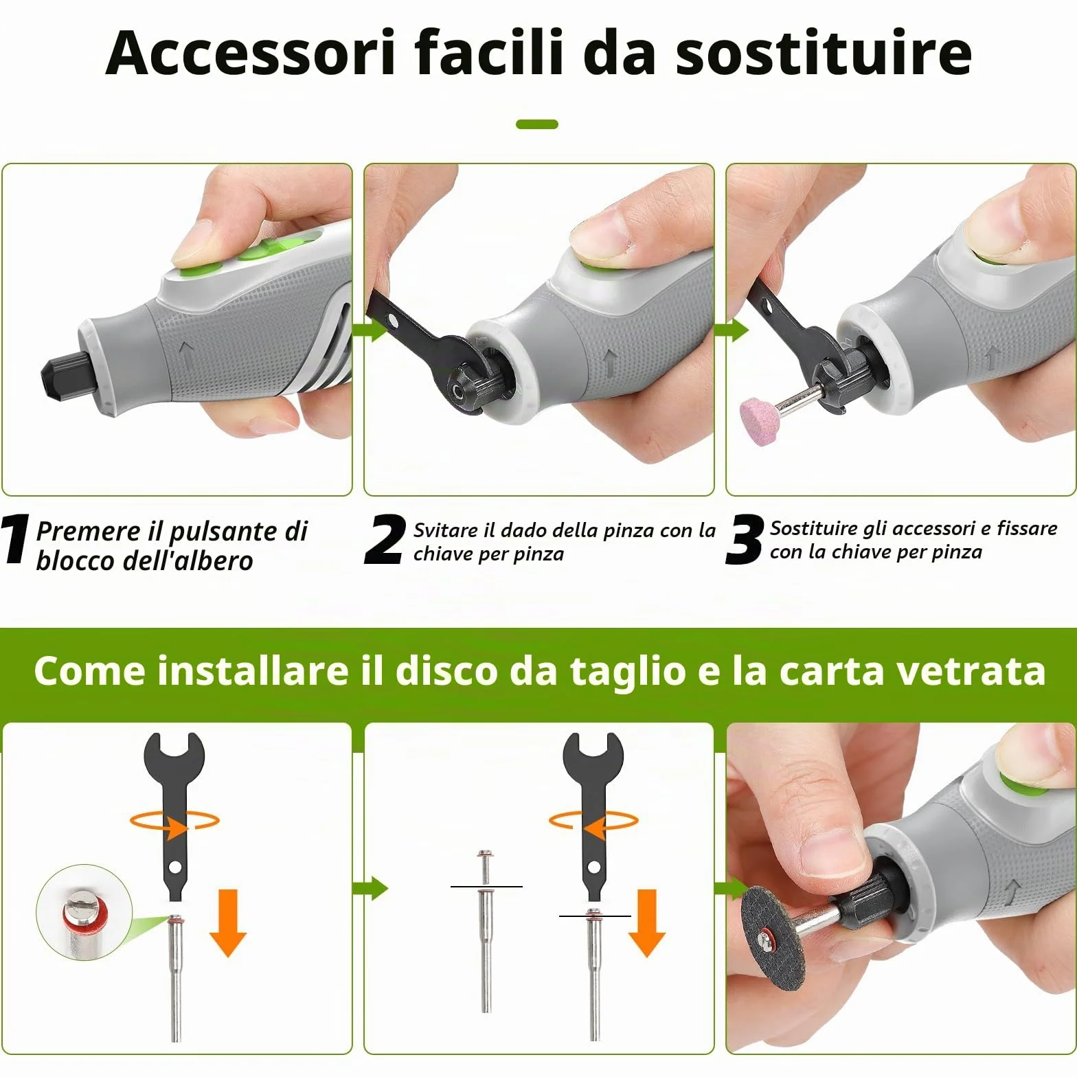 Huepar Tool Mini Trapano 4V MAX Utensile Multifunzione a batteria 51 Accessori Strumenti Rotativi 5 Marce 5000-25000 giri/min