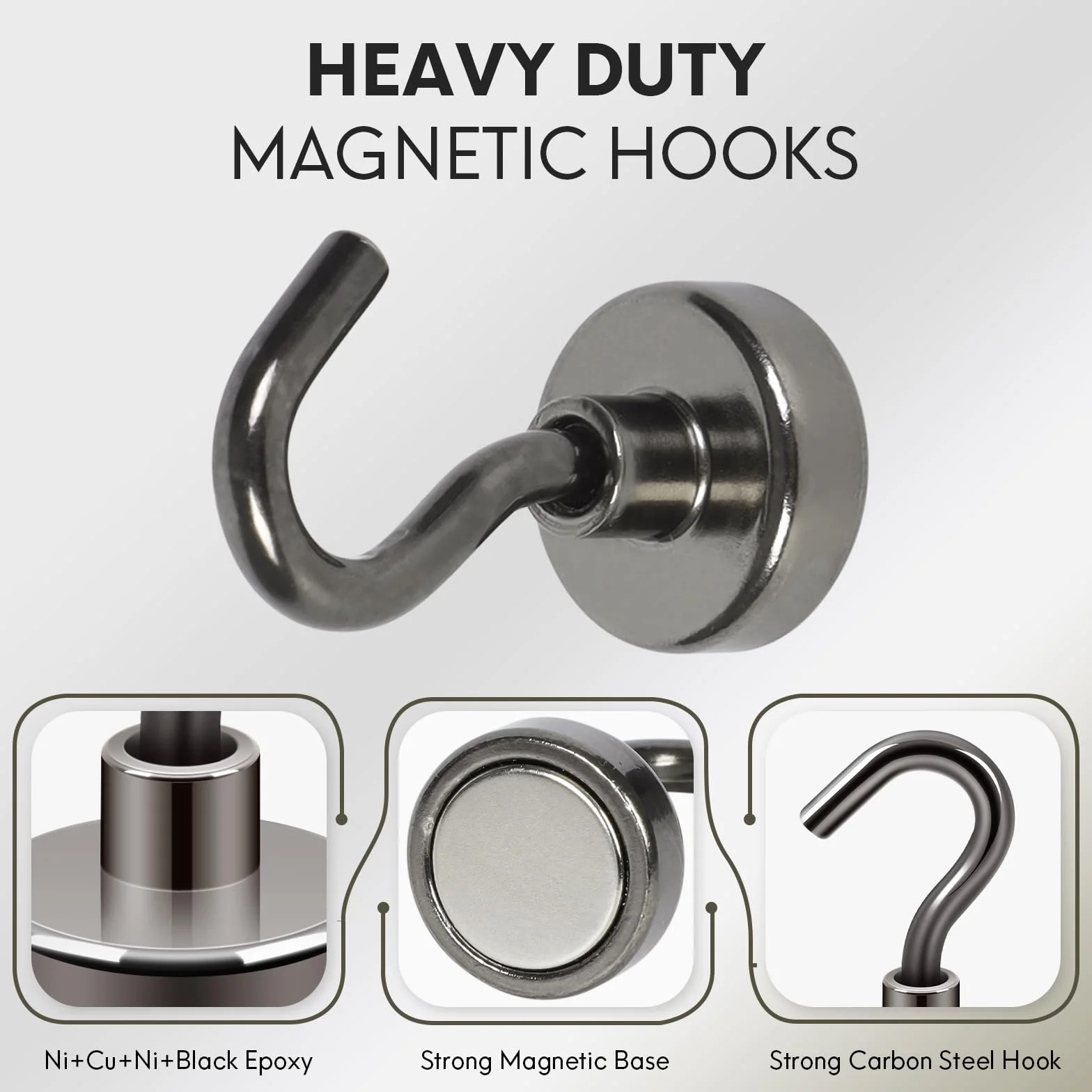 Neosmuk Gancio magnetico 10 kg magnete a terra ad alte prestazioni gancio cruise extra forte nero confezione da 10