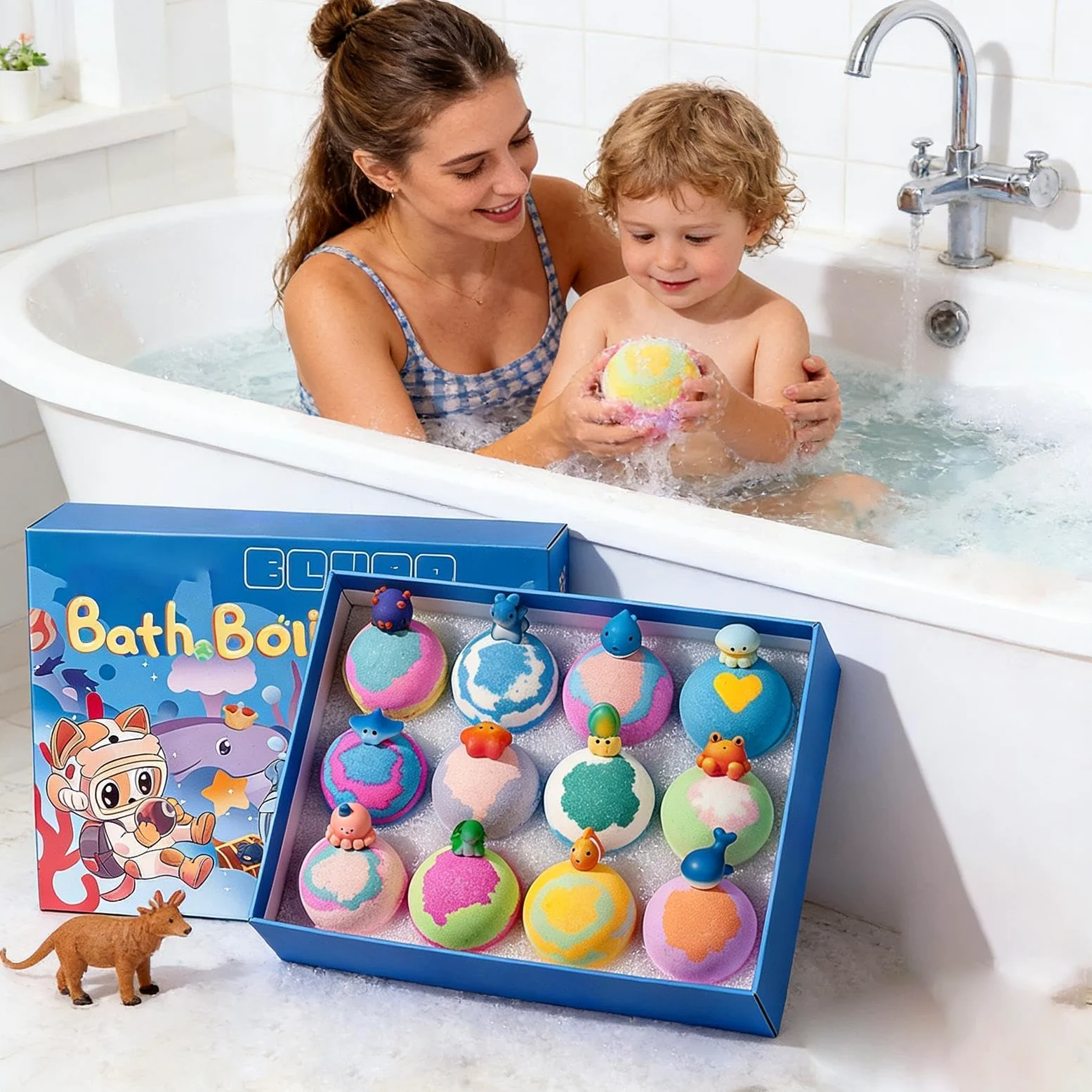 Bombe da Bagno Effervescenti 12 Pezzi Colorate Delicate Effervescenti | Regali Per Cestini Giocattoli Da Bagno per Adolescenti Famiglia Bambini Ragazzi Ragazze Figlio Figlia