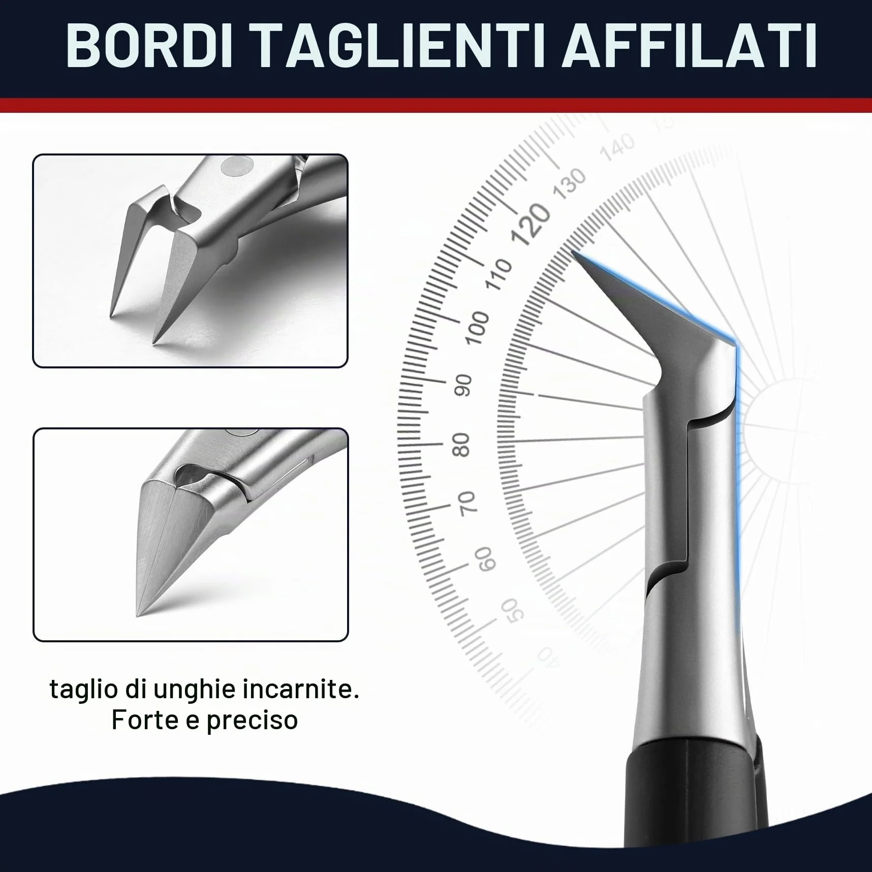 FVION Tronchesino Unghie Piedi Lama Dritta, Tagliaunghie per Unghie Incarnite e Spesse - Tagliaunghie Piedi di Precisione in Acciaio (Nero)