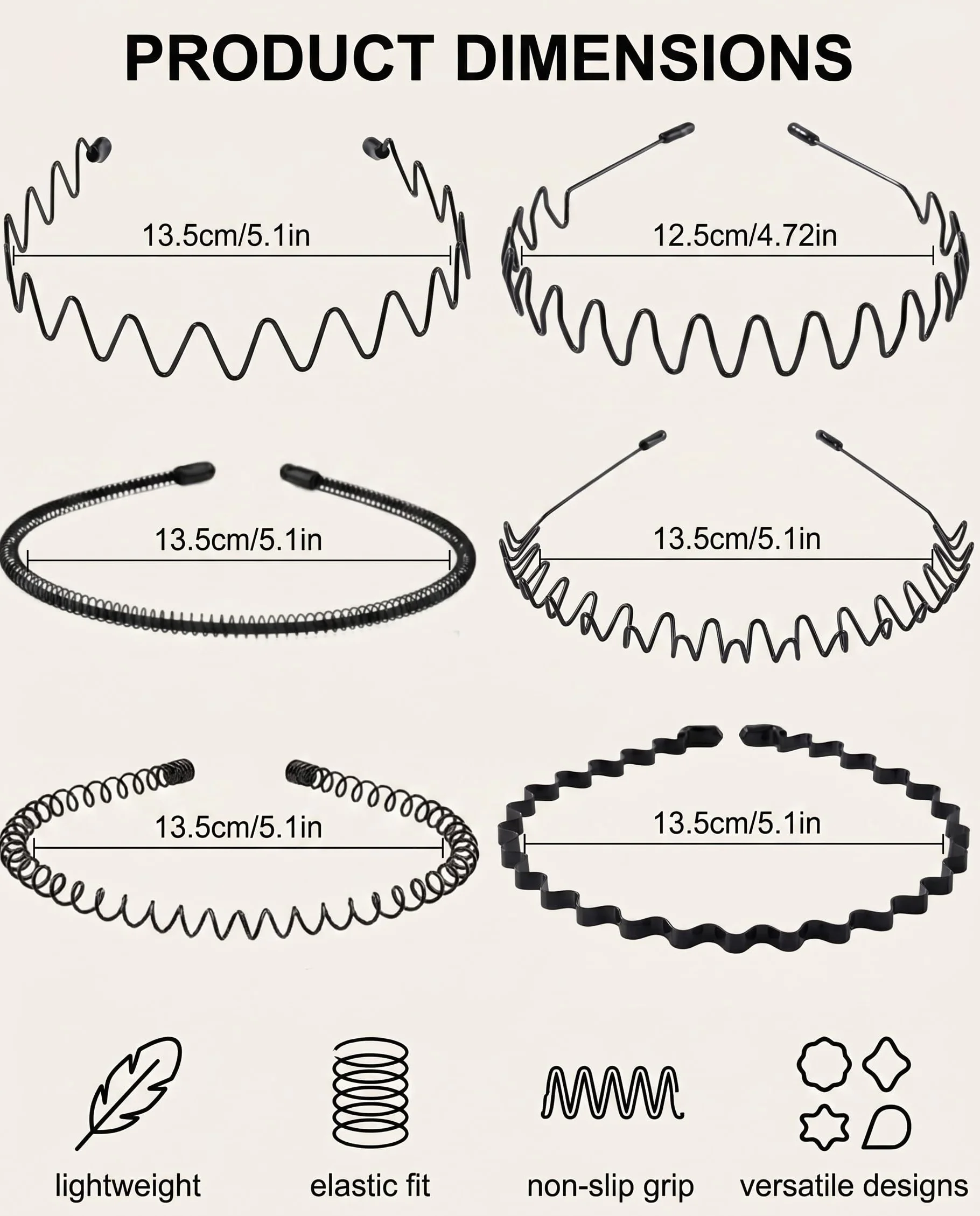 6 pezzi cerchietto capelli donna e uomo unisex con design ondulato, fascia elastica per sport, allenamento, yoga, uso quotidiano e attività all'aperto