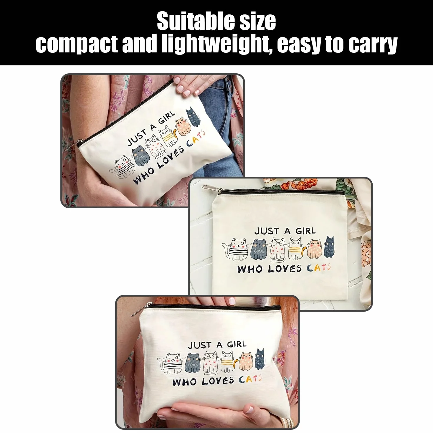 2 Pezzi di Gatto -Make -Up Sacchi E 2 Parti di Catena Chiave di Gatto, Sacchetti da Viaggio, Sacchetti di Servizi Igienici Impermeabili, Rimorchi per Sacchetti di Cartoni Animati.