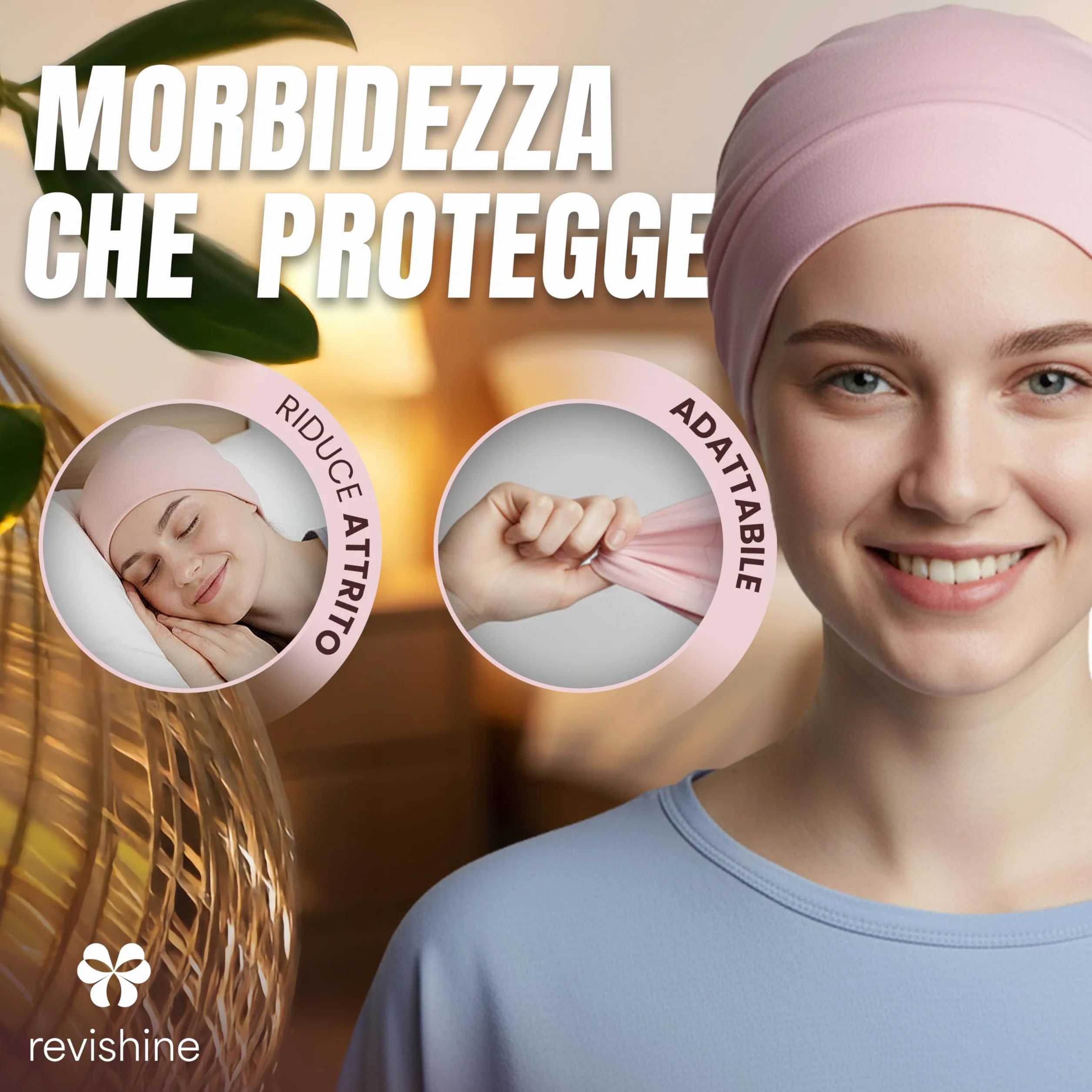 Cuffia Capelli Ricci Notte - Cuffia per Dormire Capelli Ricci, Mossi o Lisci, Anche con i Bigodini - Cappello da Notte Donna in Tessuto Morbido e Confortevole, Rosa