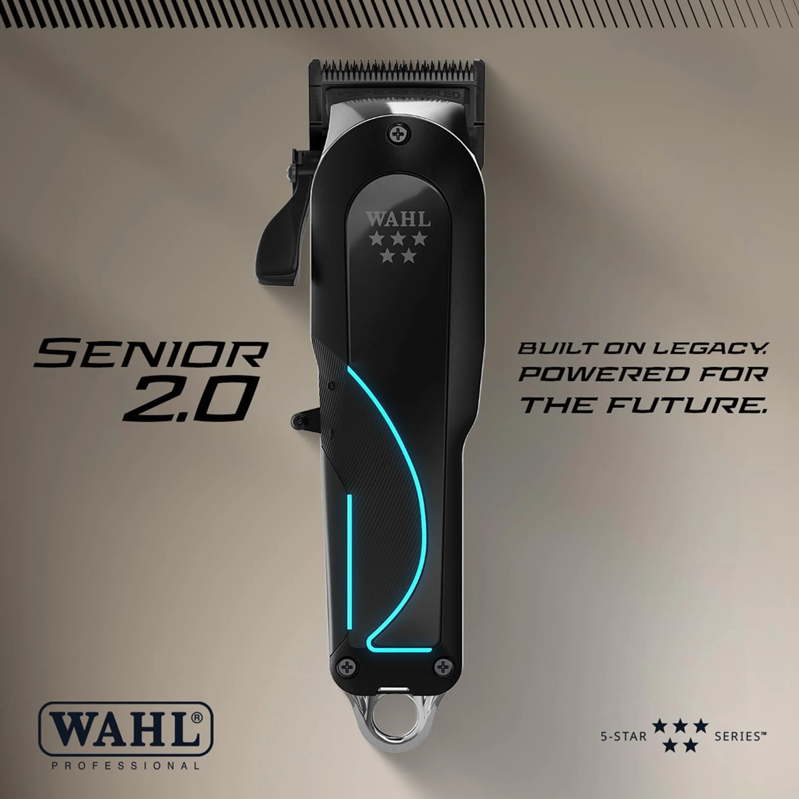 Wahl Senior 2.0 - Tosatrice Professionale Cordless - Tosatrice da Barbiere per Sfumature, Motore Adaptive Speed Control, Lama DLC, 2,5 Ore di Autonomia, Base di Ricarica