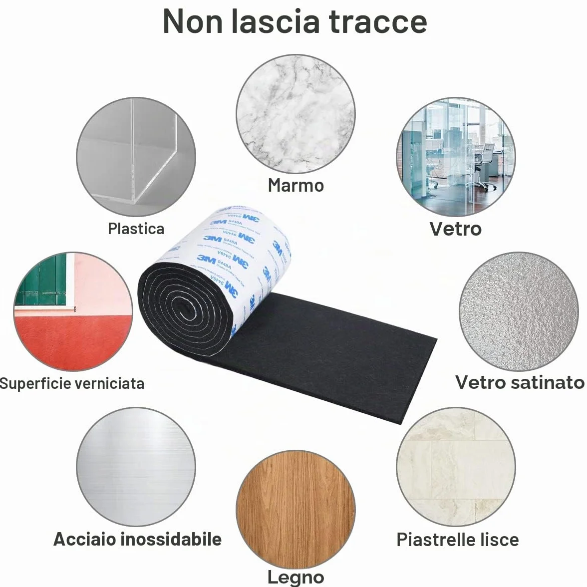 Vicloon Feltro autoadesivo 120 cm, 3 rotoli, antiderapant, protegge mobili e pavimenti in legno, nero